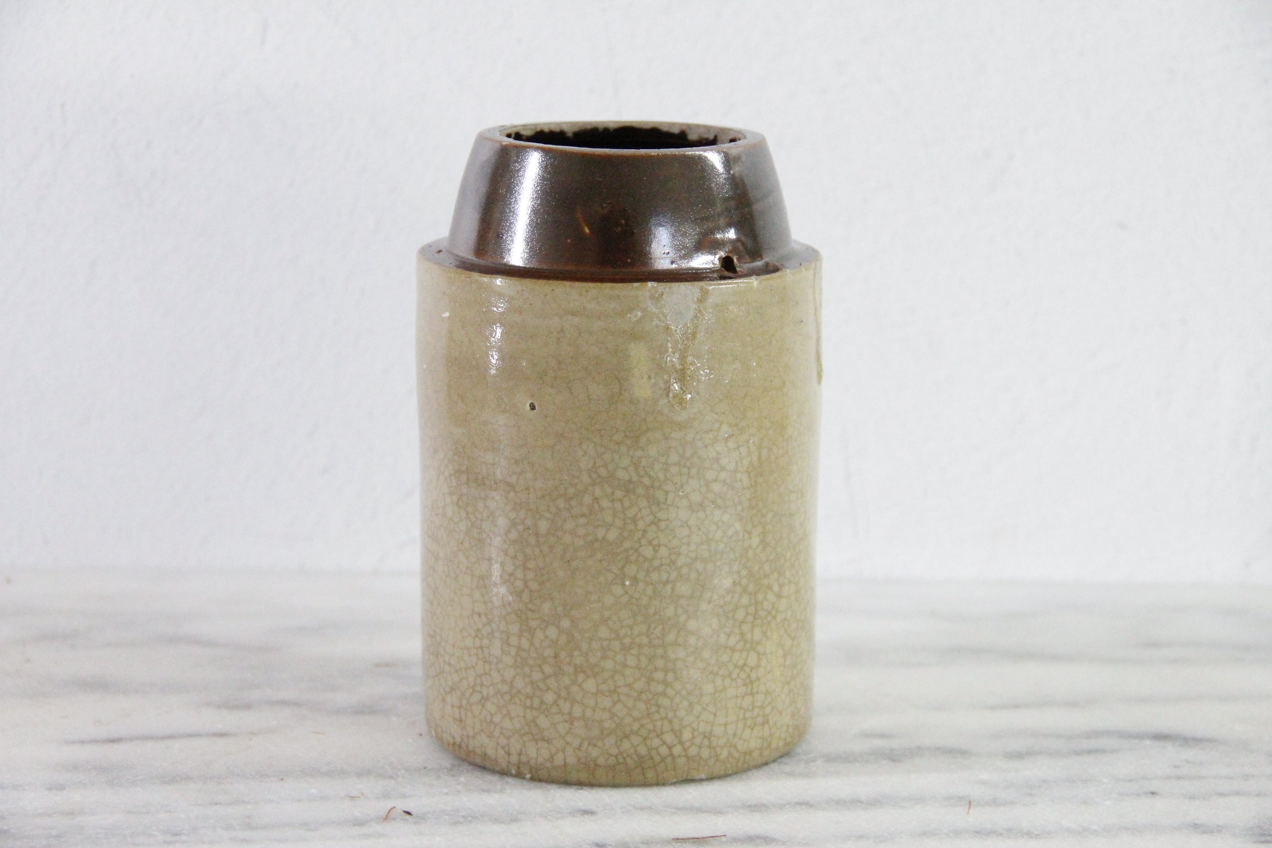 Antique Stoneware Crock Canning Jar | Craquealure Two Tone