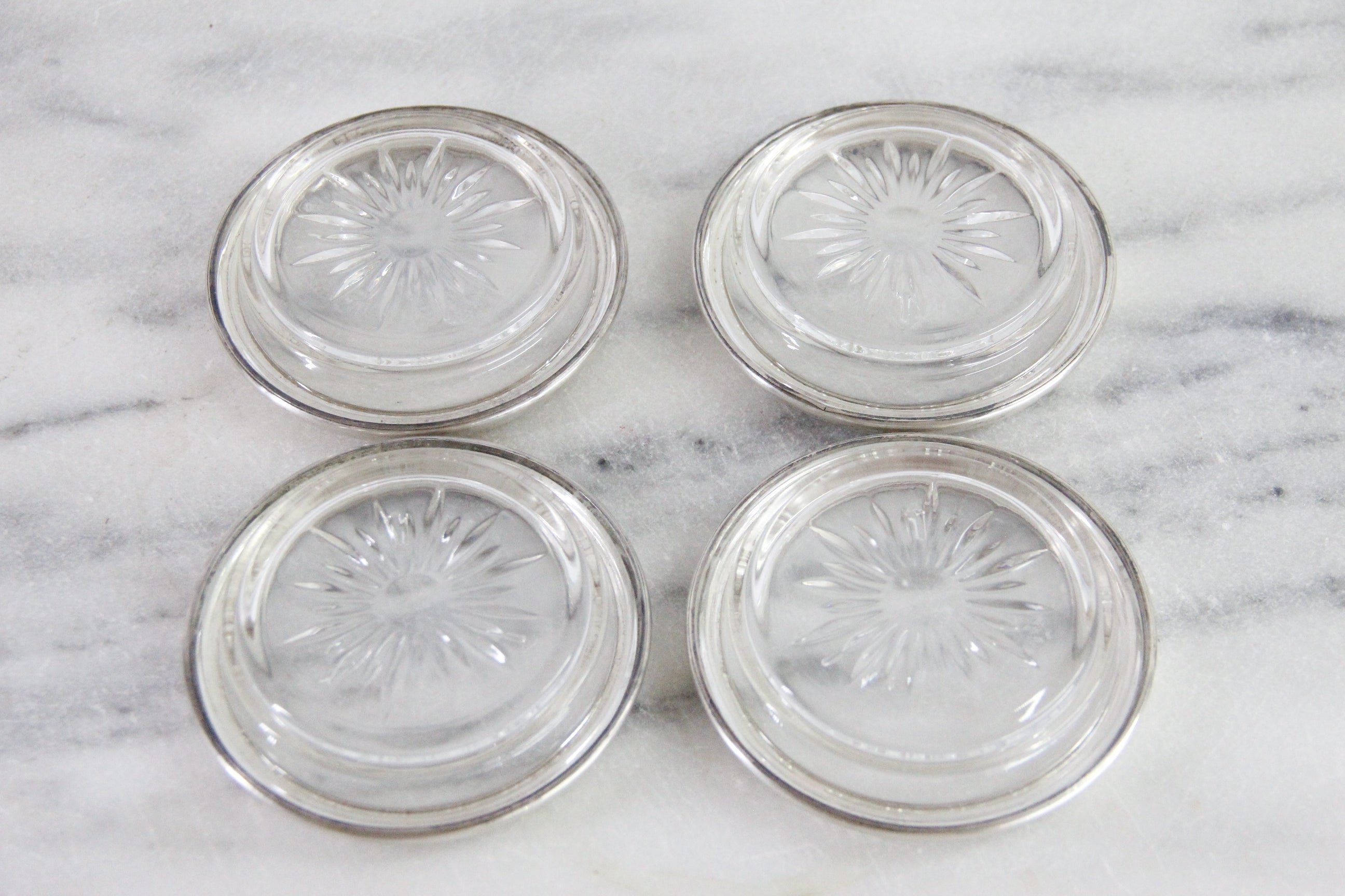 Sterling Silver Coasters | Antique 4 Pc. Stamped Crown Sterling