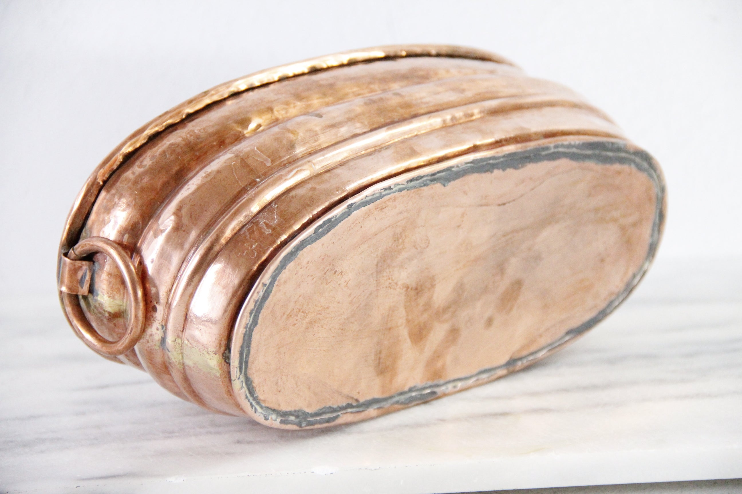 Vintage Copper Planter With Handles | Oval Hammered Jardiniere