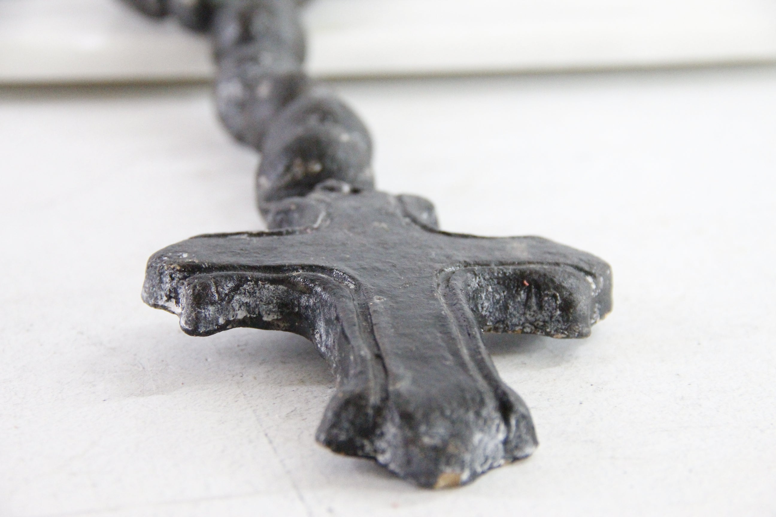 Clay Rosary | Large Vintage Hand Made Pottery Cross & Beads