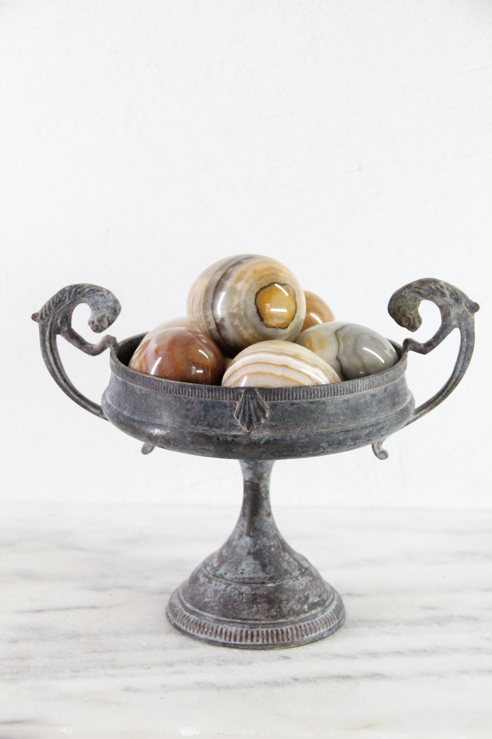 Vintage Brass Compote | Neoclassic Tazza Pedestal Bowl