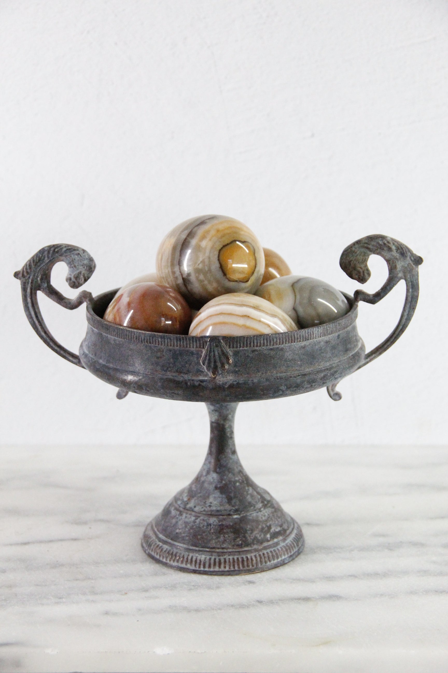 Vintage Brass Compote | Neoclassic Tazza Pedestal Bowl