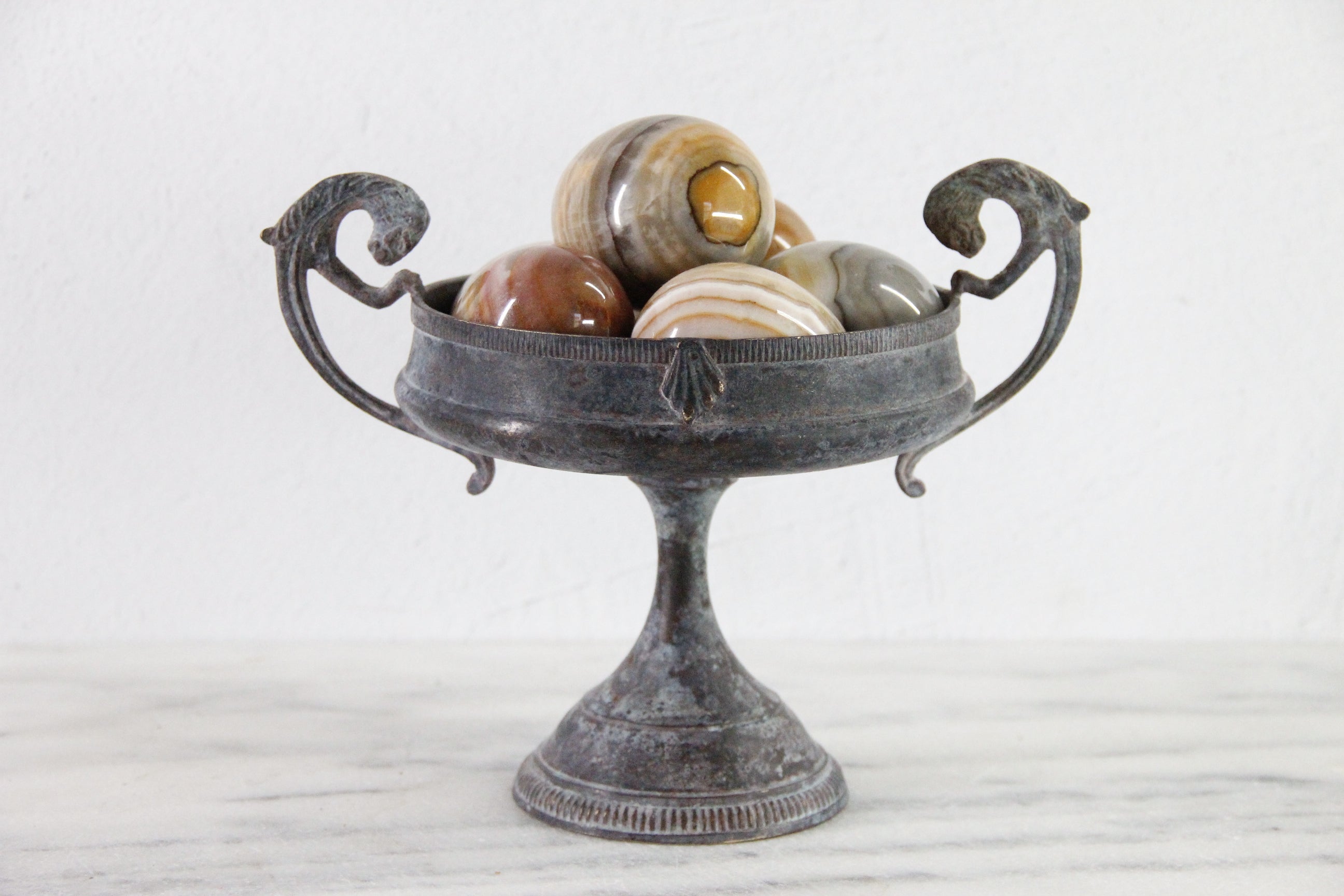 Vintage Brass Compote | Neoclassic Tazza Pedestal Bowl