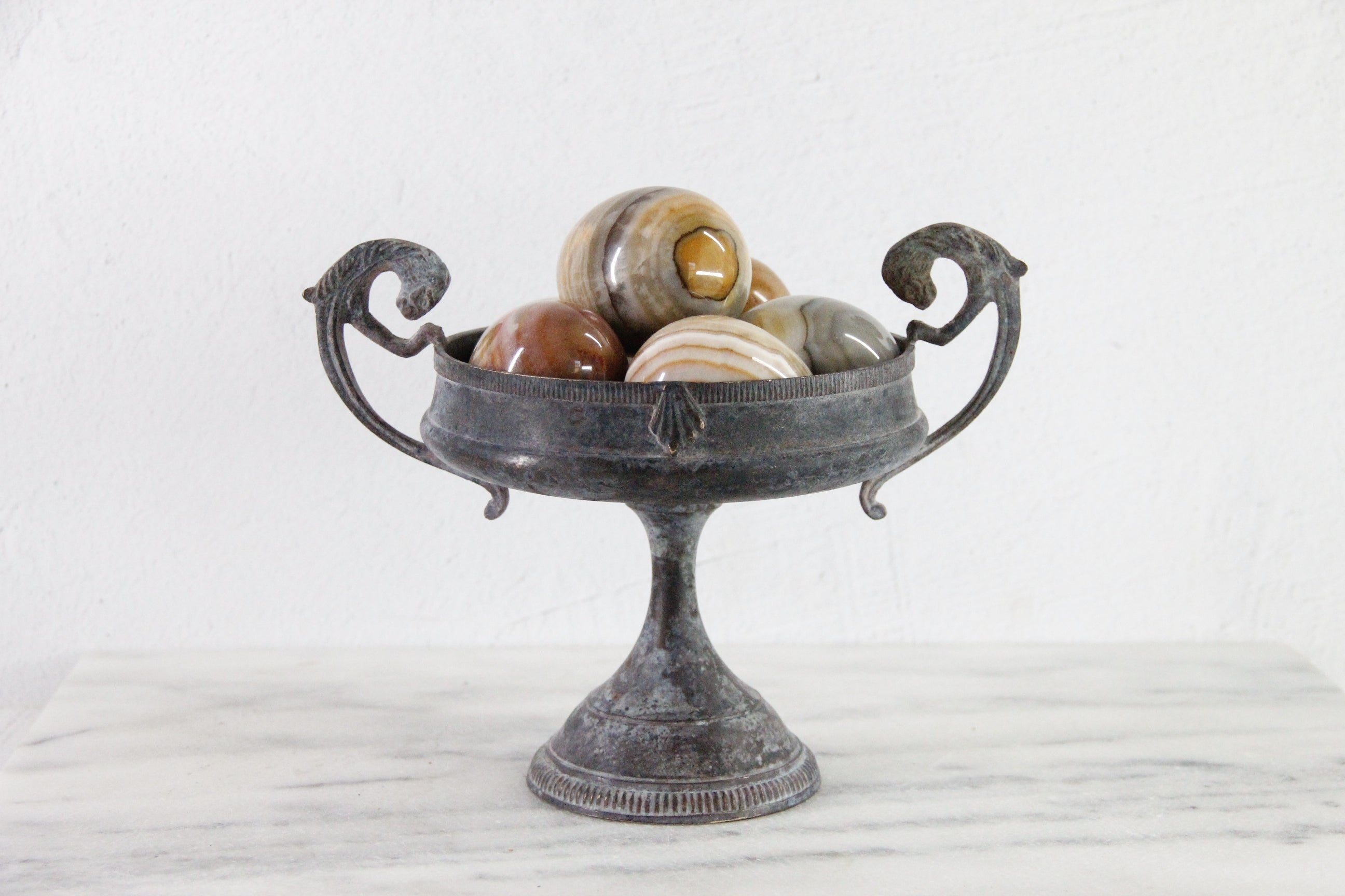 Vintage Brass Compote | Neoclassic Tazza Pedestal Bowl