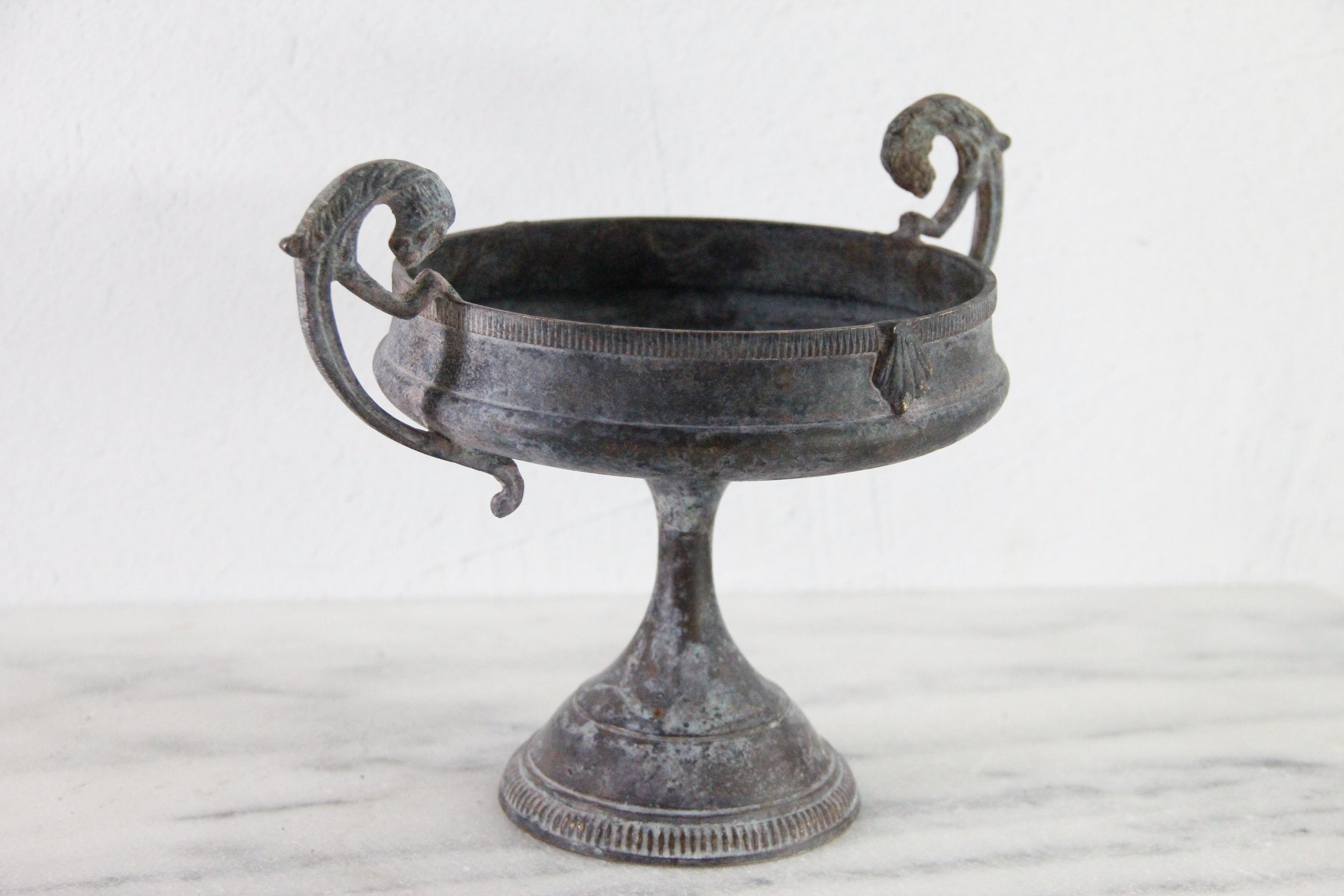 Vintage Brass Compote | Neoclassic Tazza Pedestal Bowl