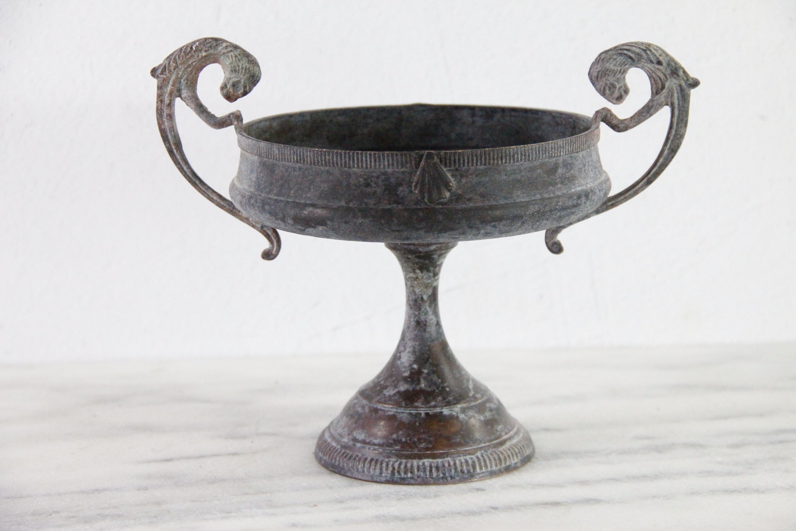 Vintage Brass Compote | Neoclassic Tazza Pedestal Bowl