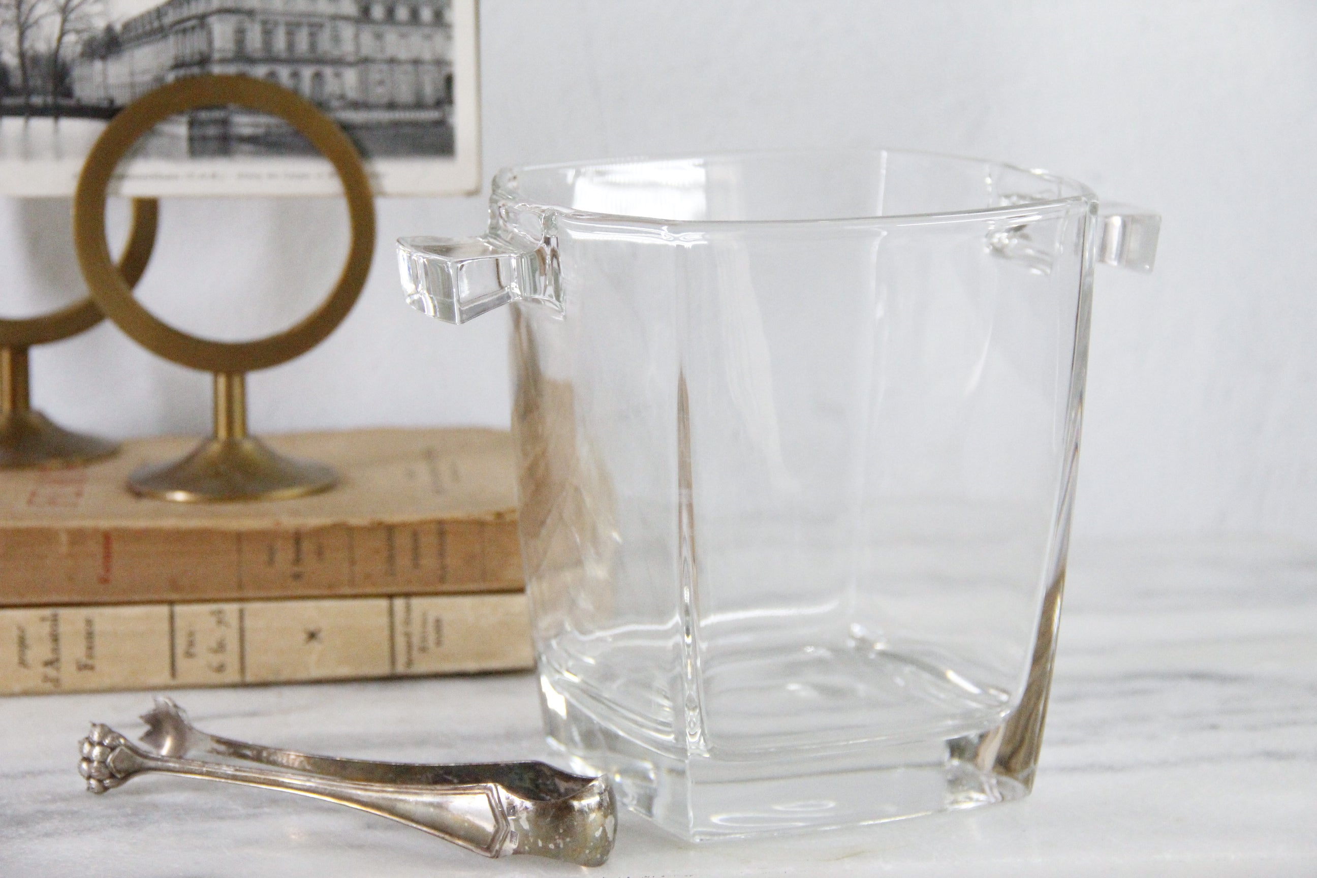 Vintage Glass Ice Bucket Stamped France | Art Deco