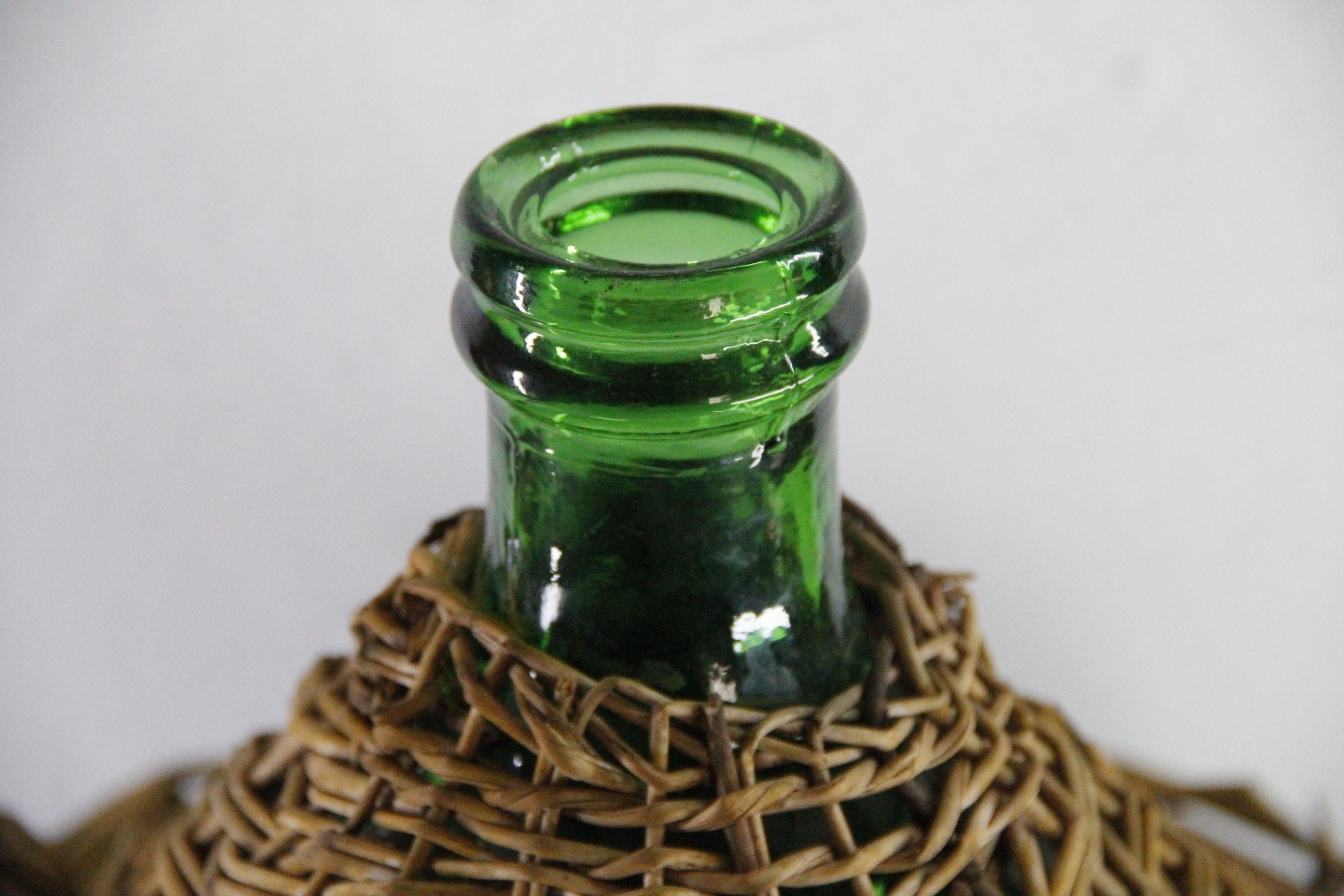 Antique French Demijohn | Large Wicker Covered Bottle - Handles