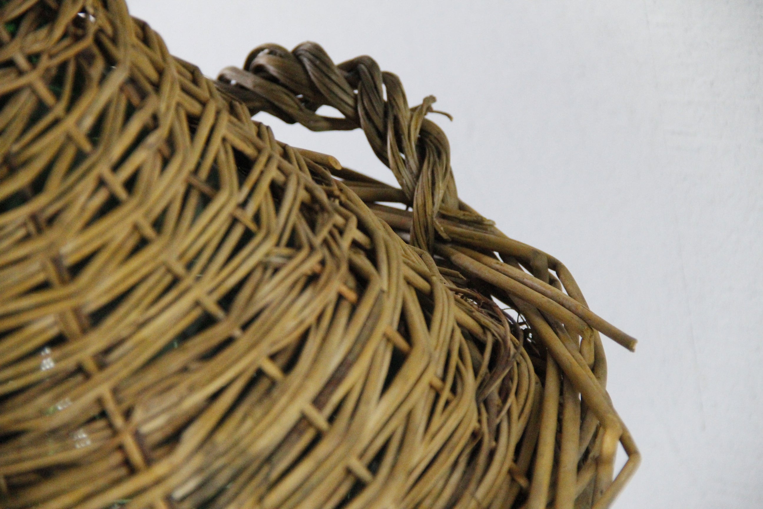 Antique French Demijohn | Large Wicker Covered Bottle - Handles