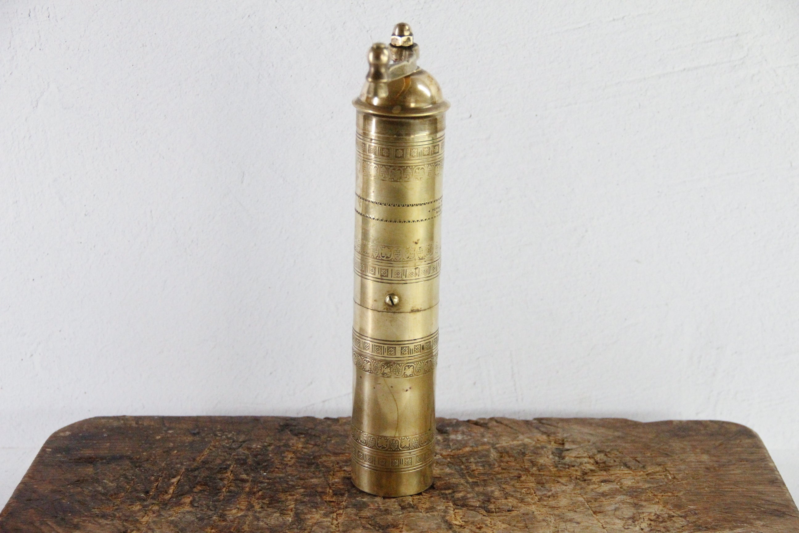 Vintage Brass Pepper Mill | Authentic Stamped Made in Greece