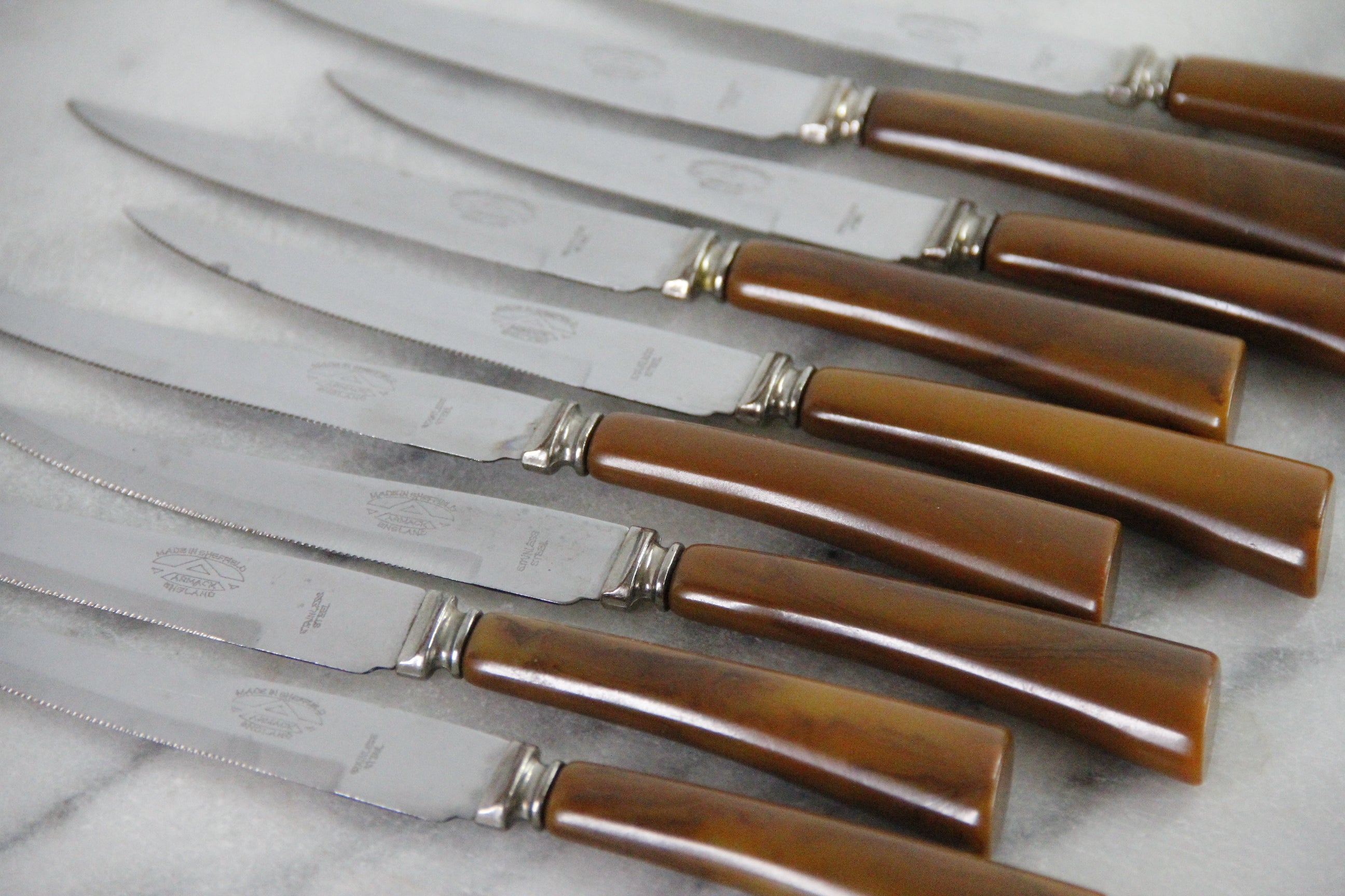 Vintage Cutlery Set  | 9 Armack Durastag Steak Knives England