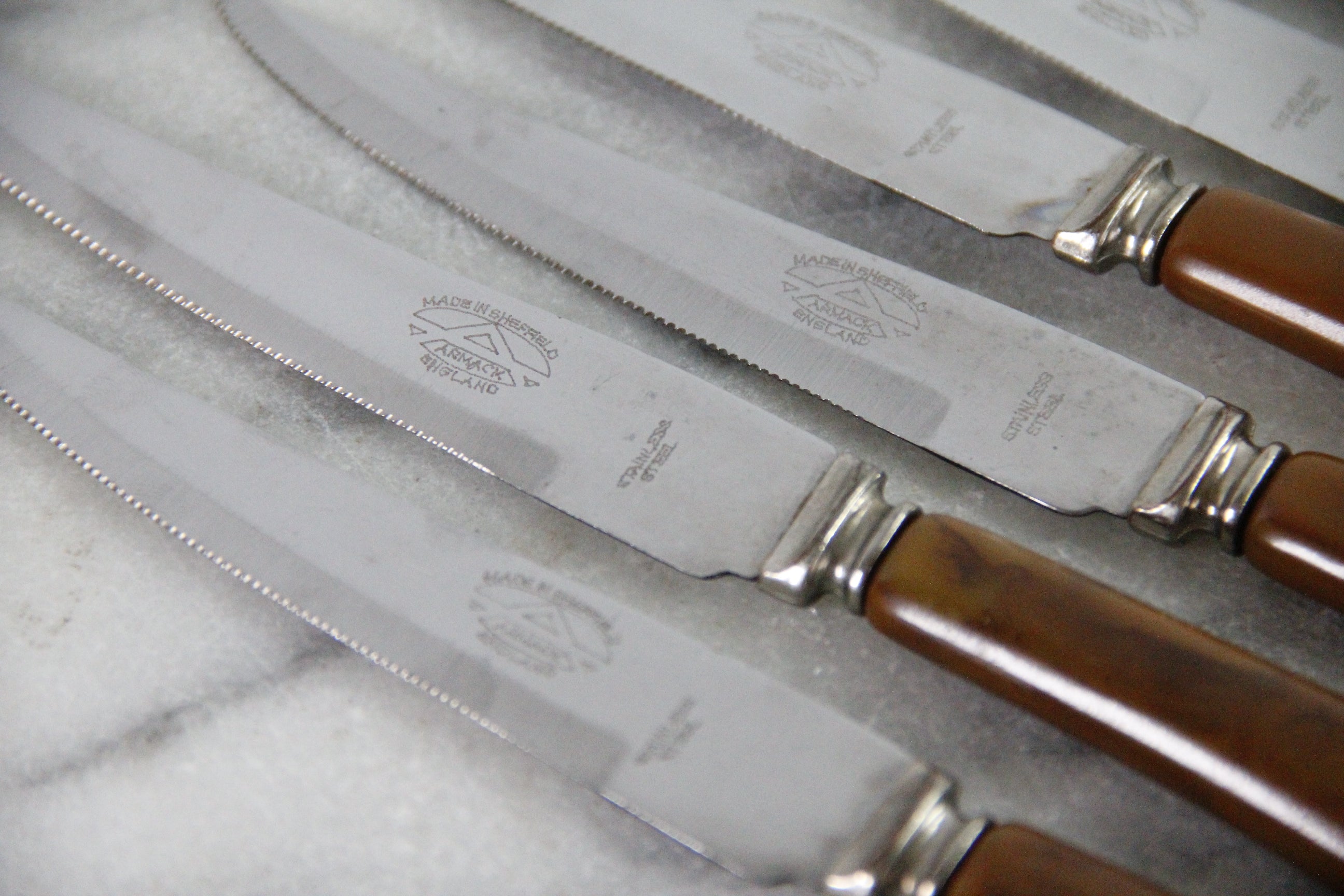 Vintage Cutlery Set  | 9 Armack Durastag Steak Knives England