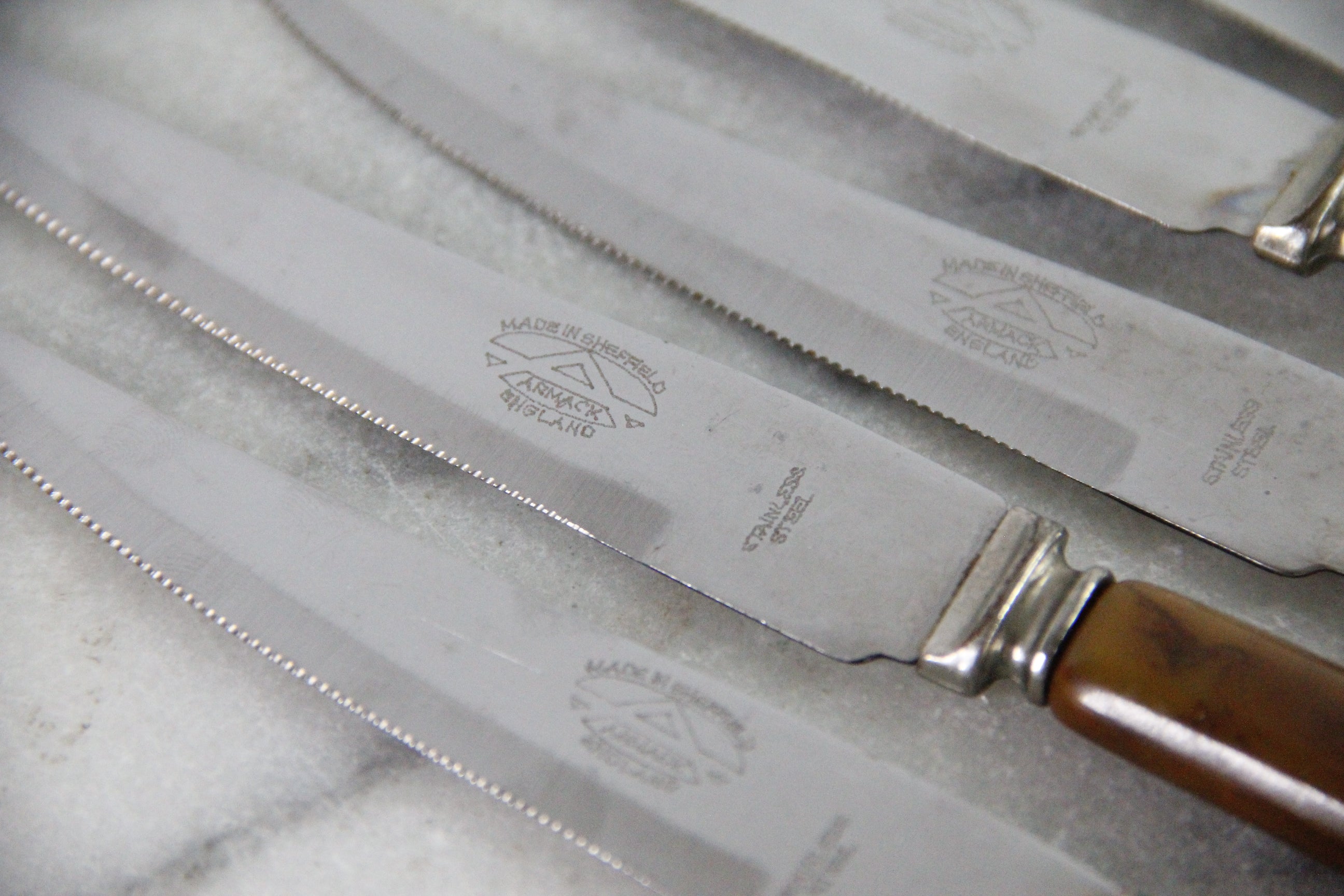 Vintage Cutlery Set  | 9 Armack Durastag Steak Knives England