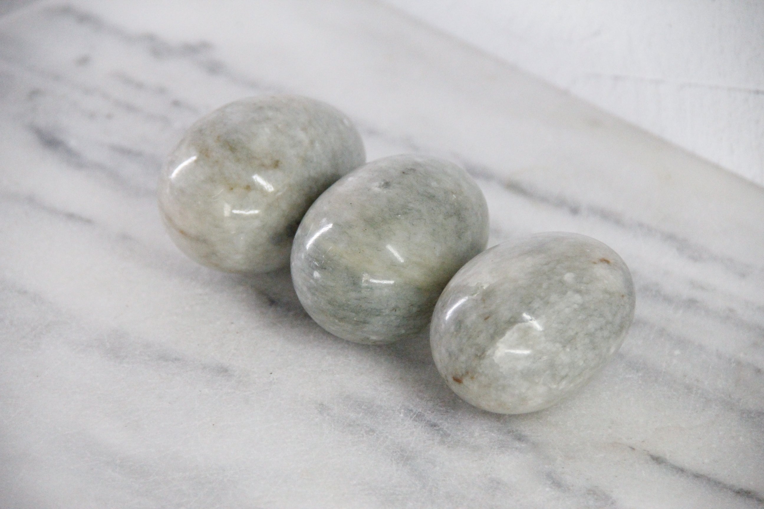 Vintage Marble Eggs | Set of 3 Natural Carved Stone