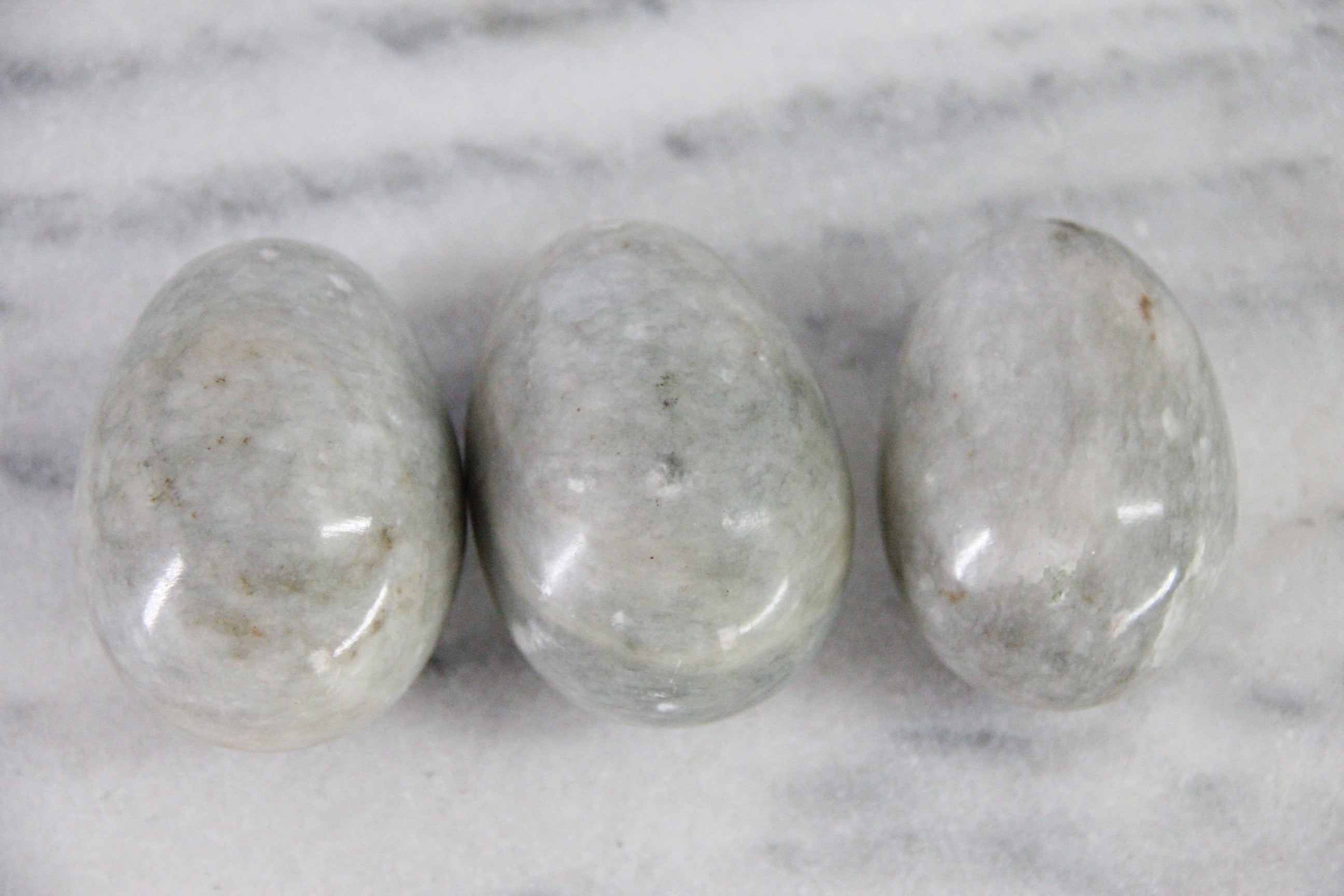 Vintage Marble Eggs | Set of 3 Natural Carved Stone