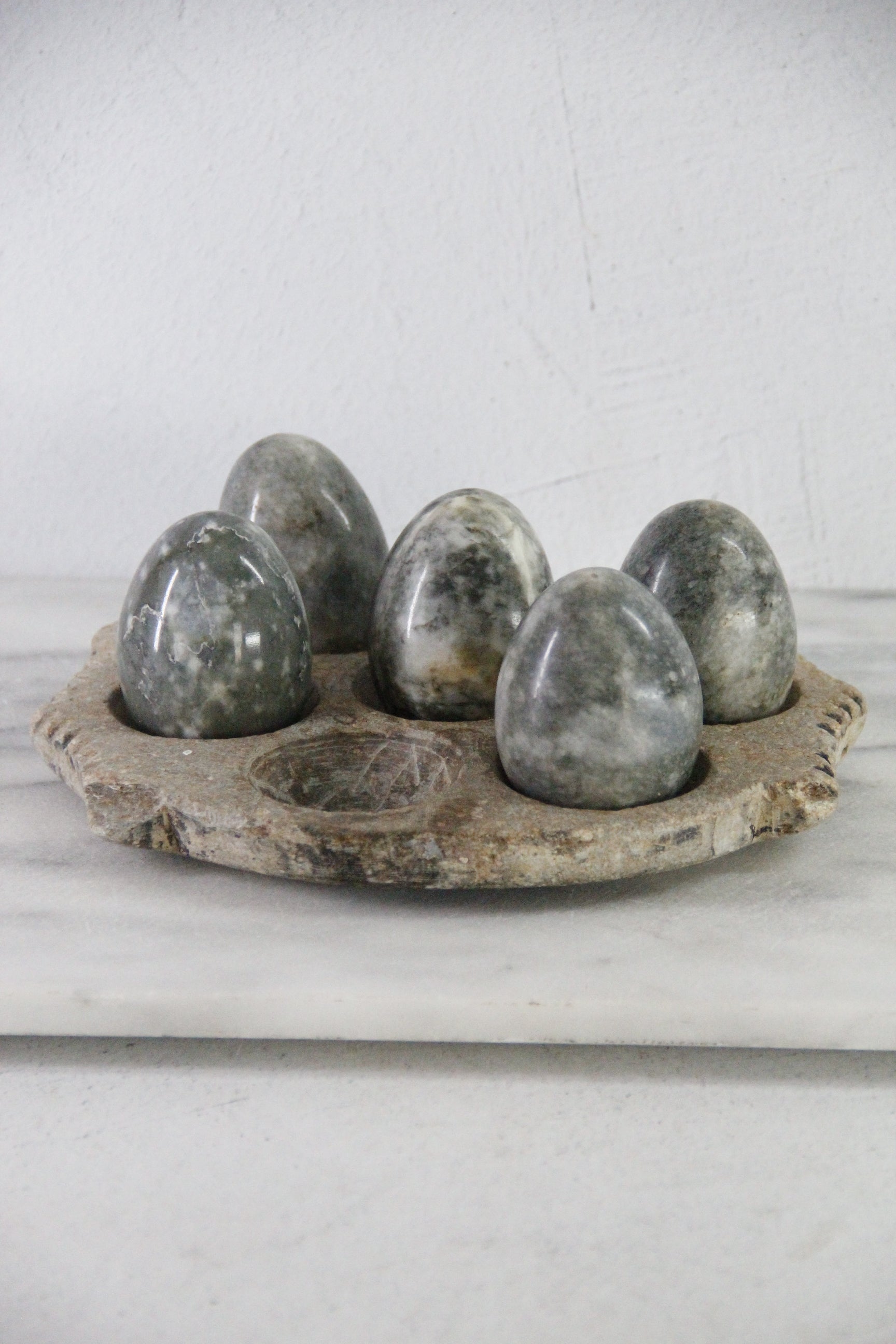 Marble Eggs Vintage | Set of 5 Natural Carved Solid Stone