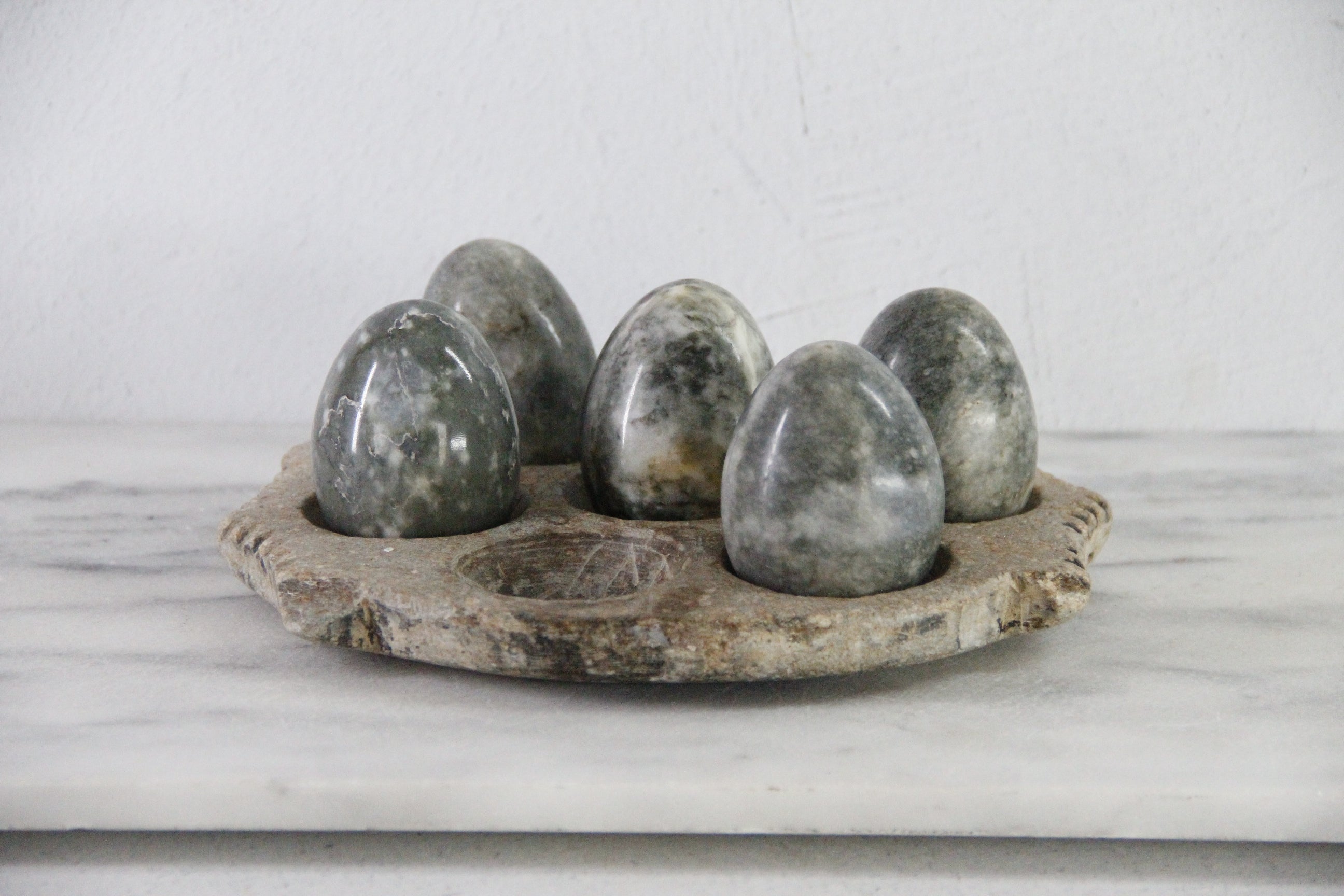 Marble Eggs Vintage | Set of 5 Natural Carved Solid Stone