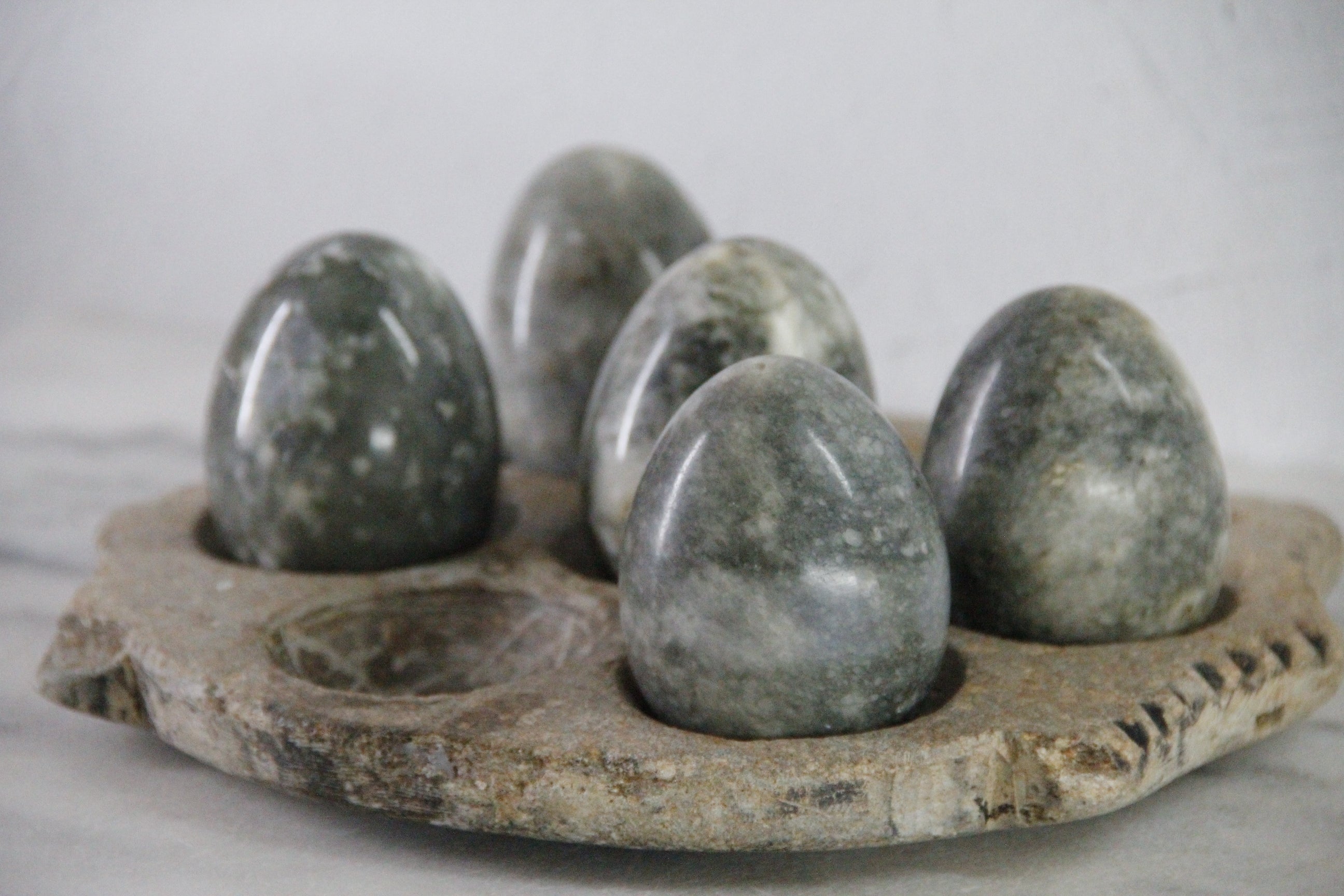 Marble Eggs Vintage | Set of 5 Natural Carved Solid Stone