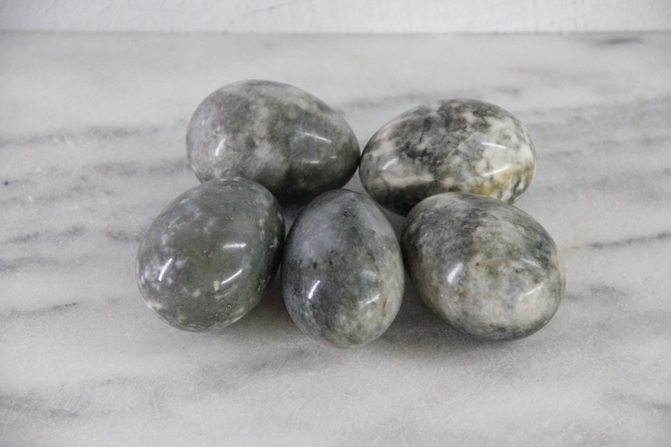 Marble Eggs Vintage | Set of 5 Natural Carved Solid Stone