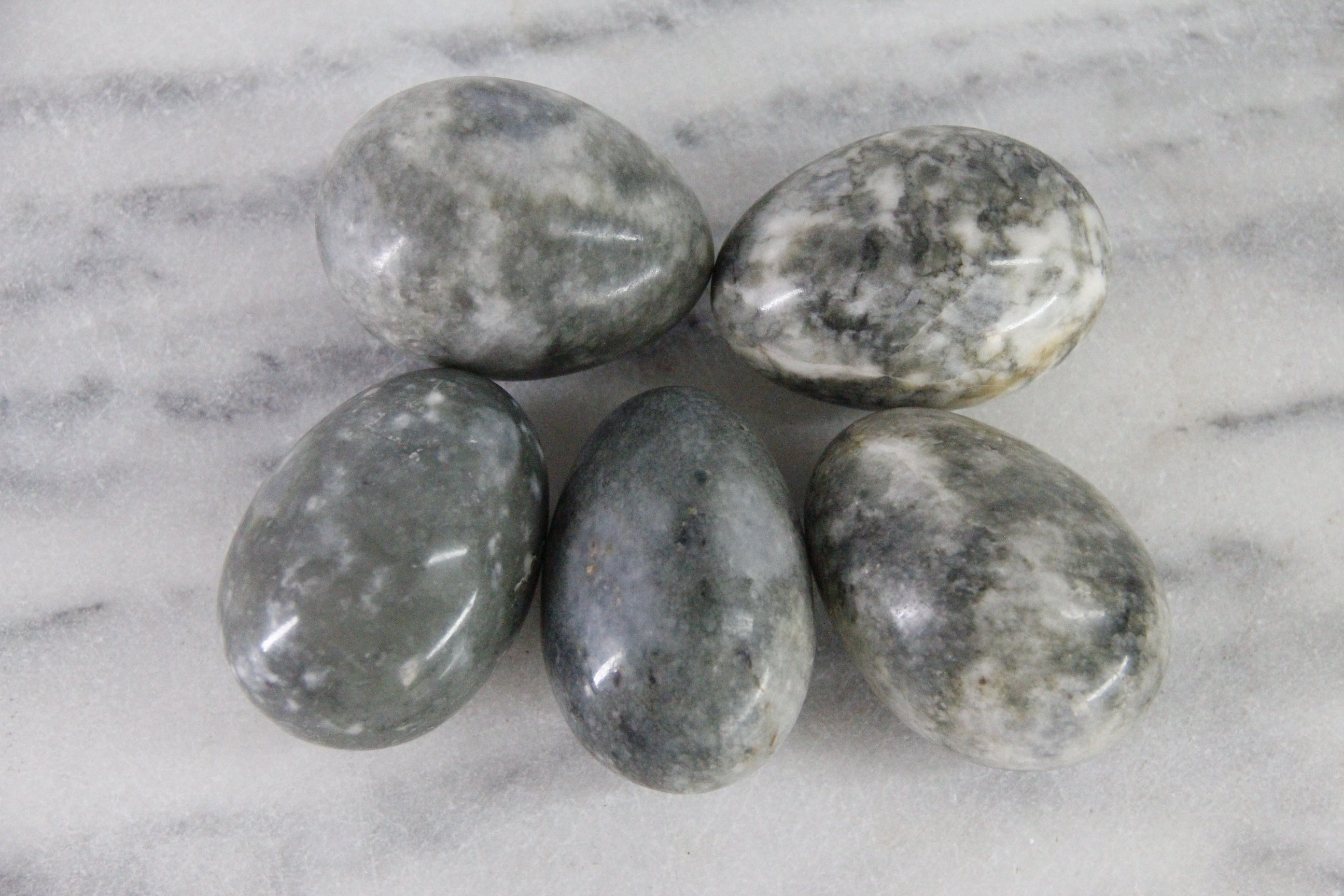 Marble Eggs Vintage | Set of 5 Natural Carved Solid Stone