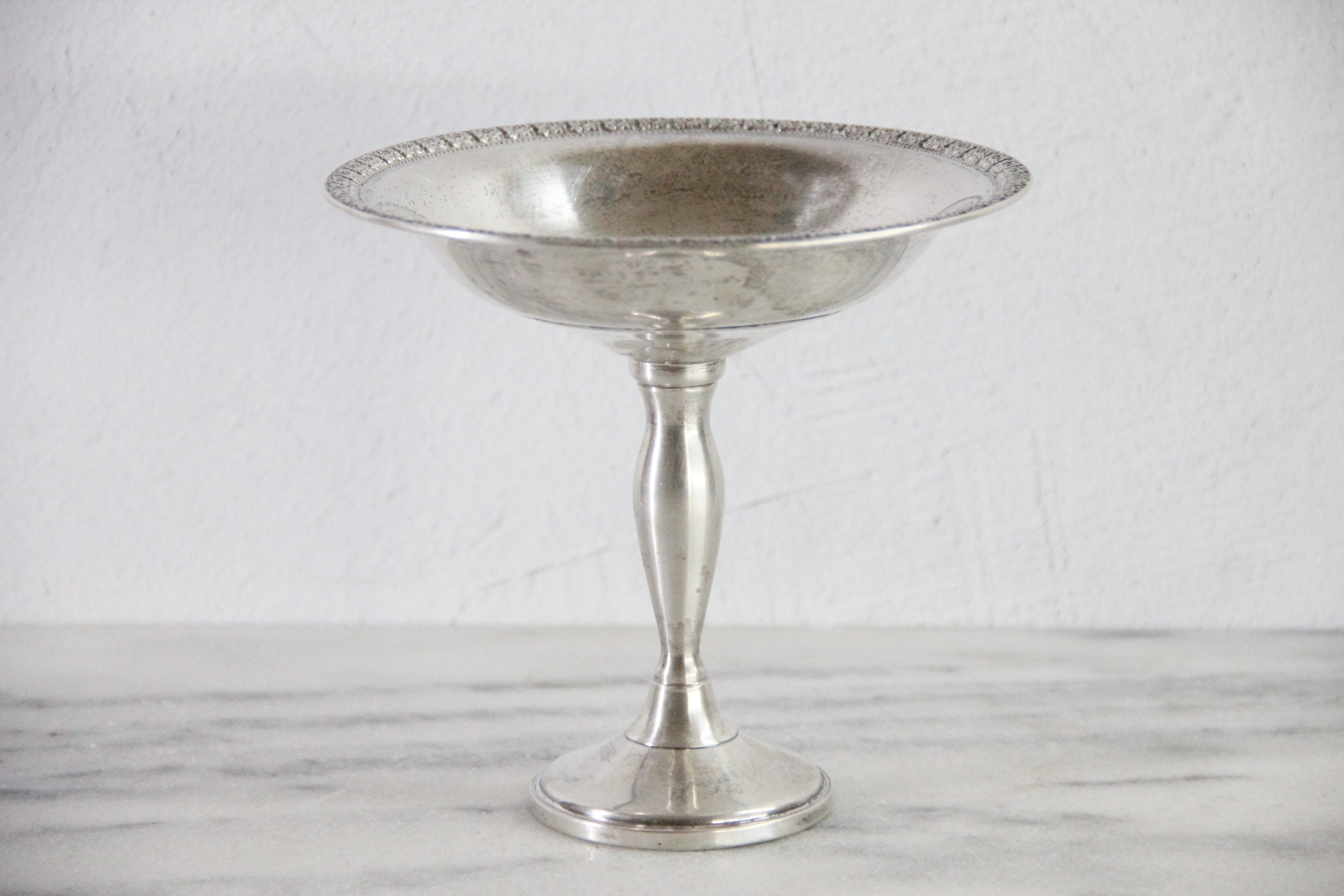 Sterling Silver Compote | Vintage Granat Weighted Pedestal
