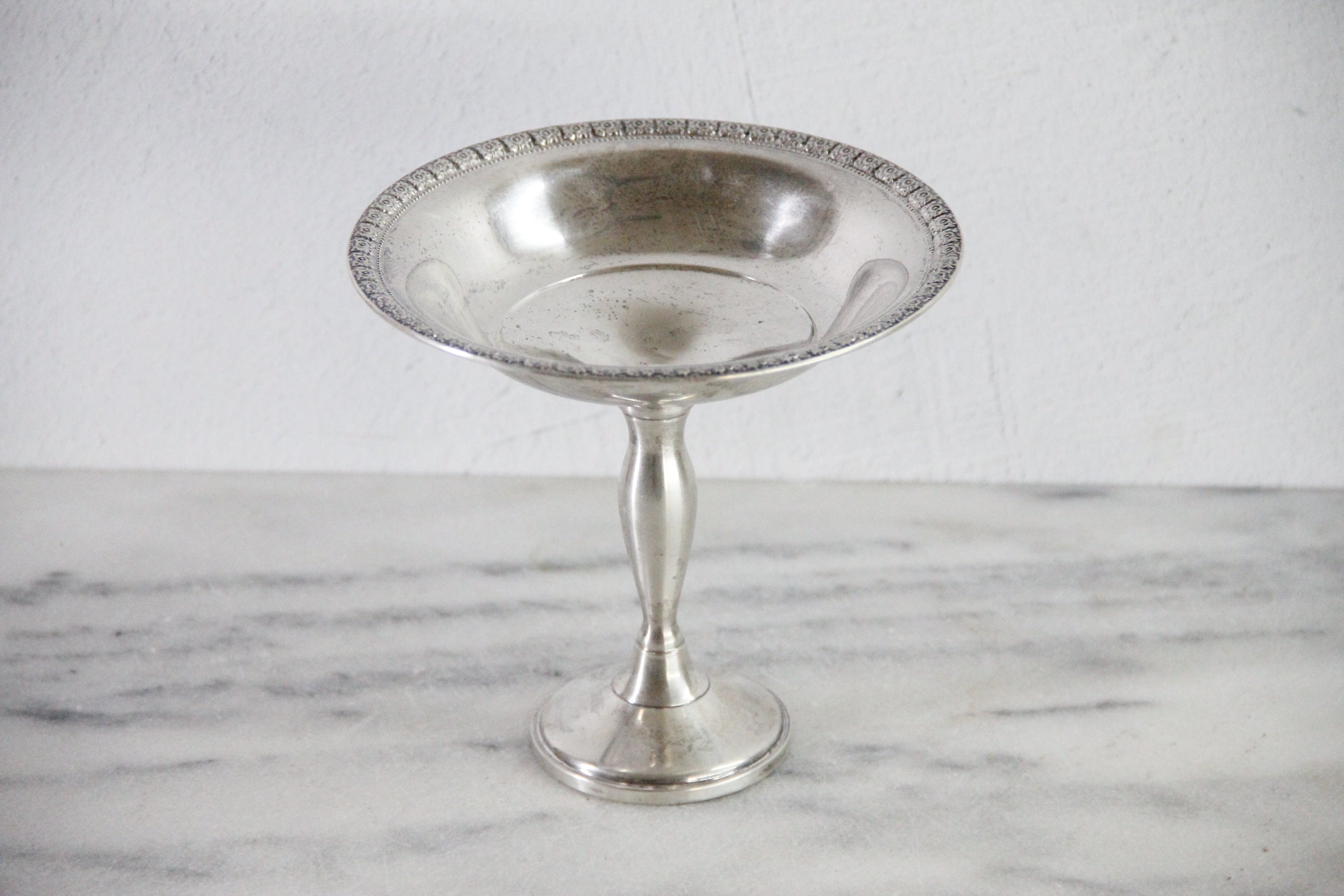 Sterling Silver Compote | Vintage Granat Weighted Pedestal