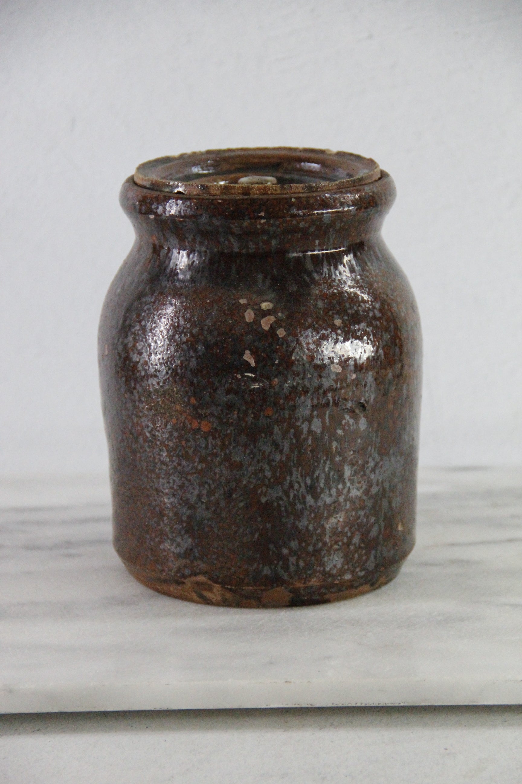 Redware Crock | Antique Stoneware Utensil Kitchen Decor