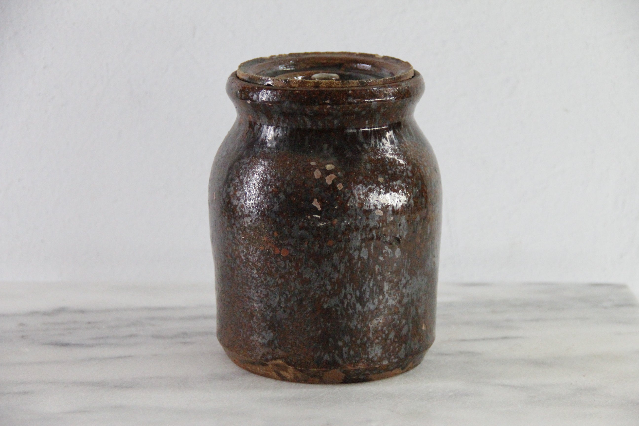 Redware Crock | Antique Stoneware Utensil Kitchen Decor