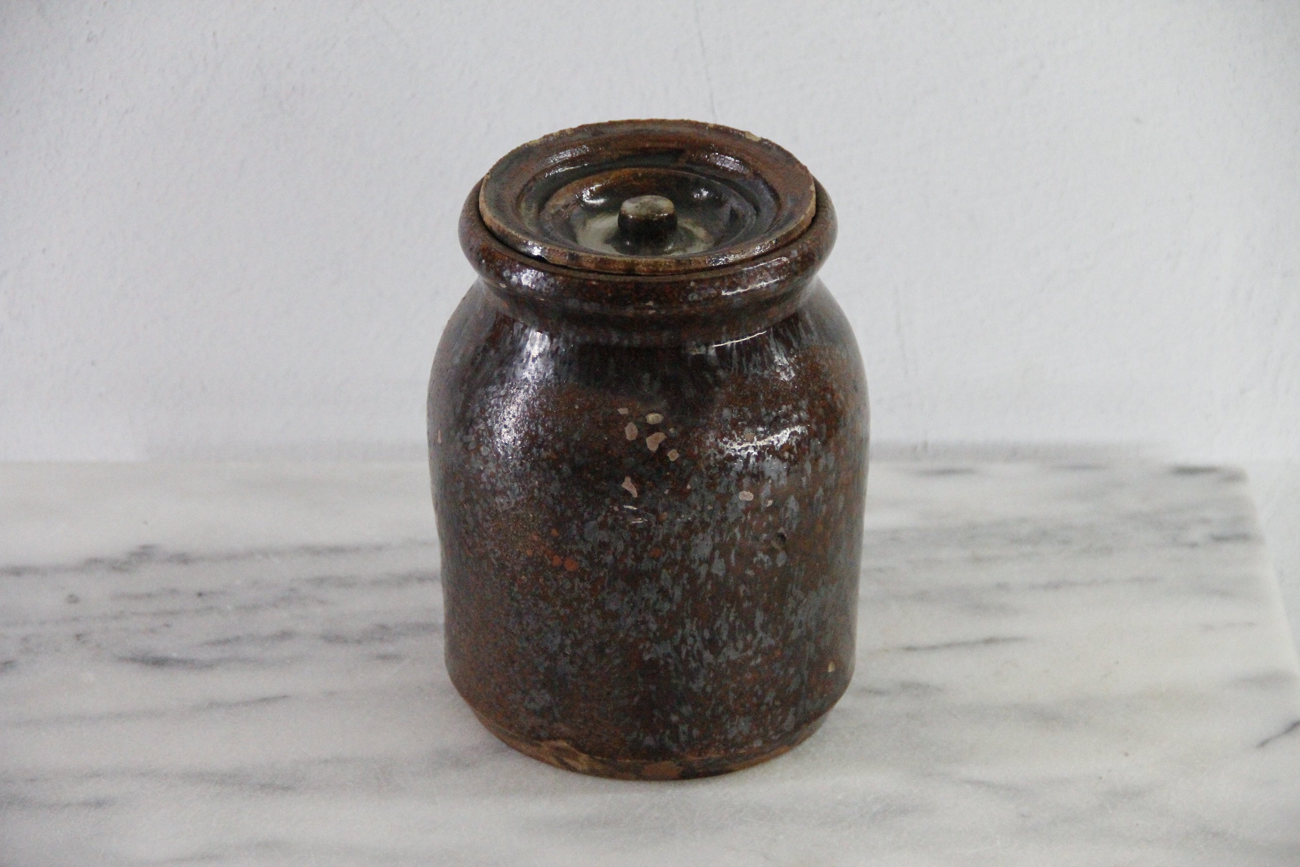 Redware Crock | Antique Stoneware Utensil Kitchen Decor