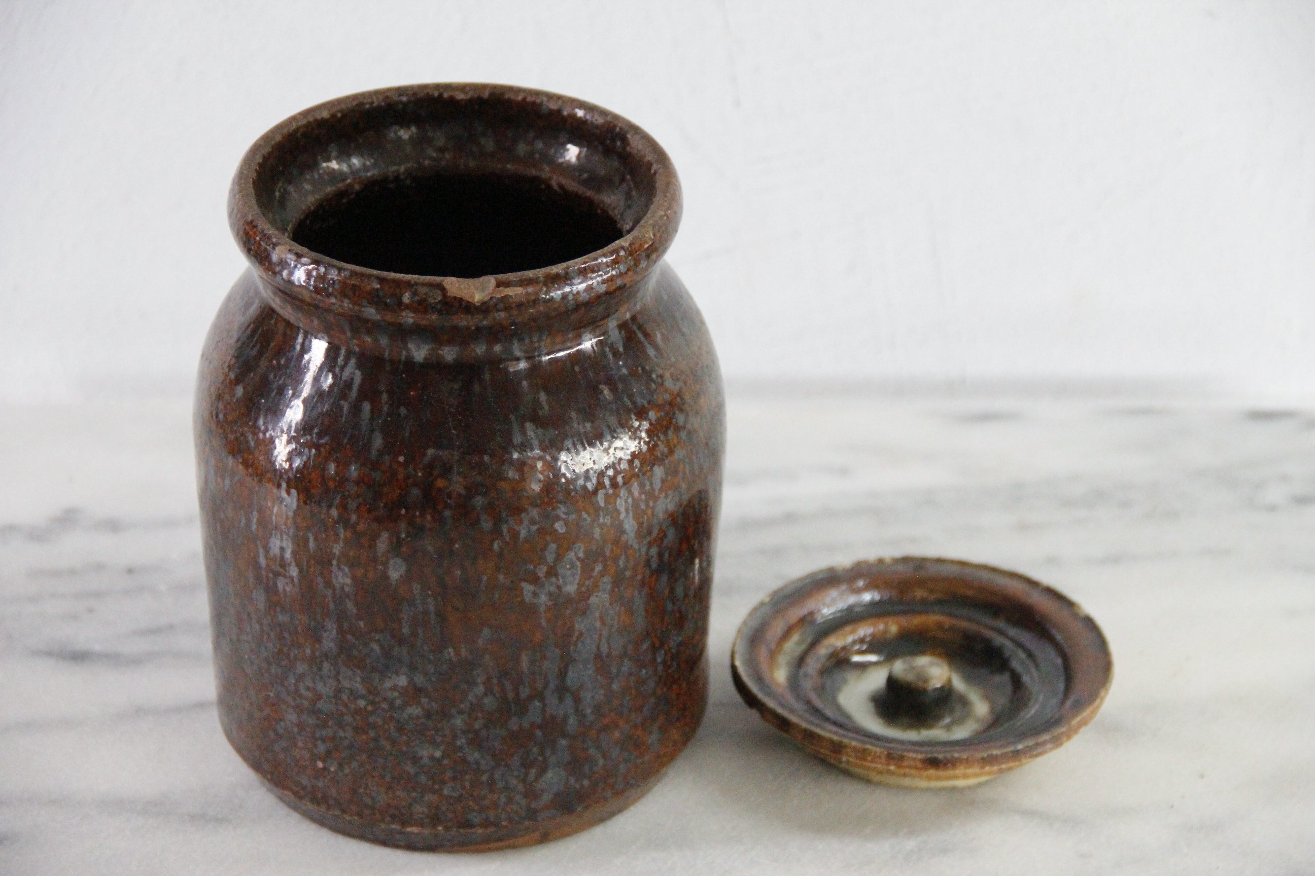 Redware Crock | Antique Stoneware Utensil Kitchen Decor