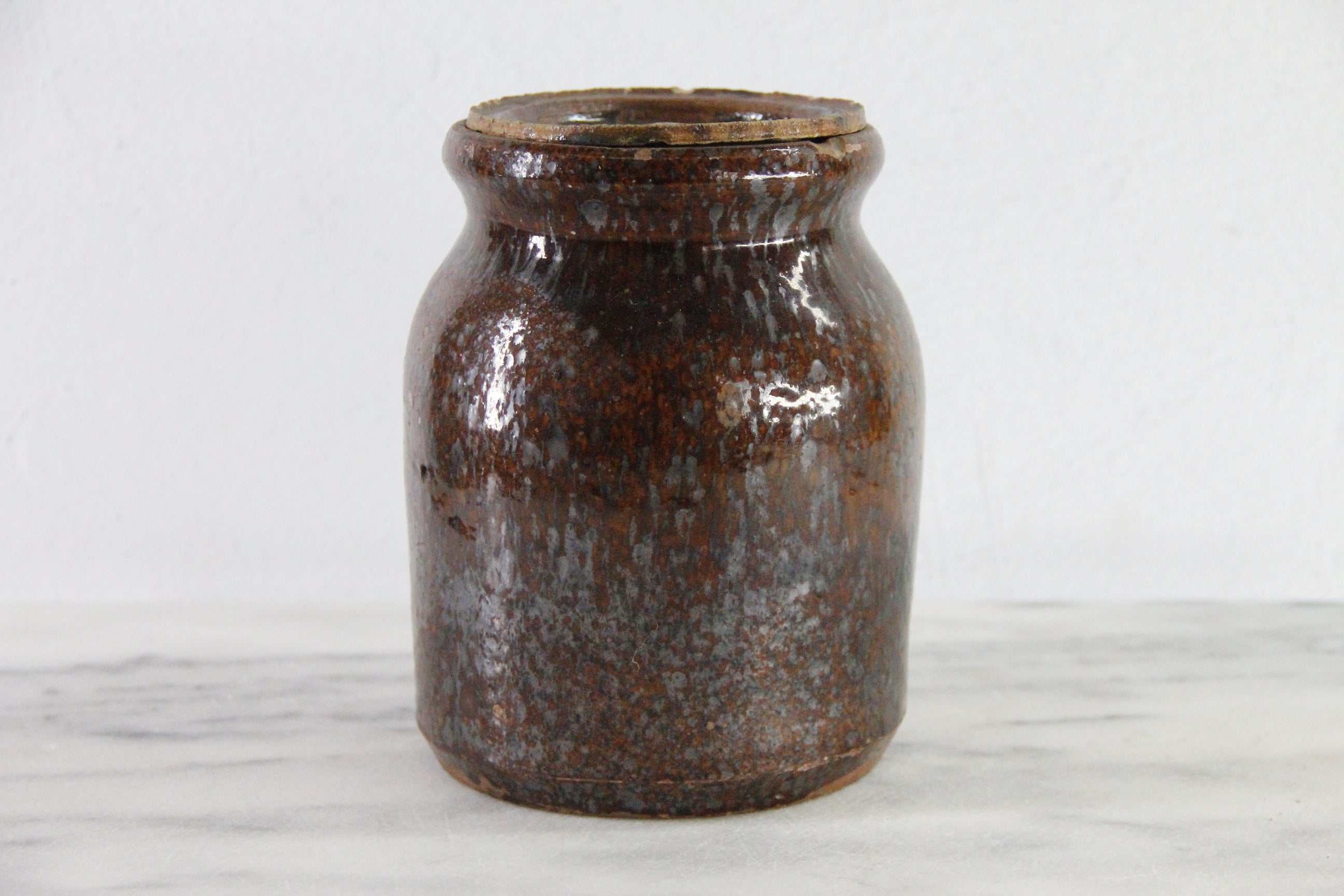 Redware Crock | Antique Stoneware Utensil Kitchen Decor