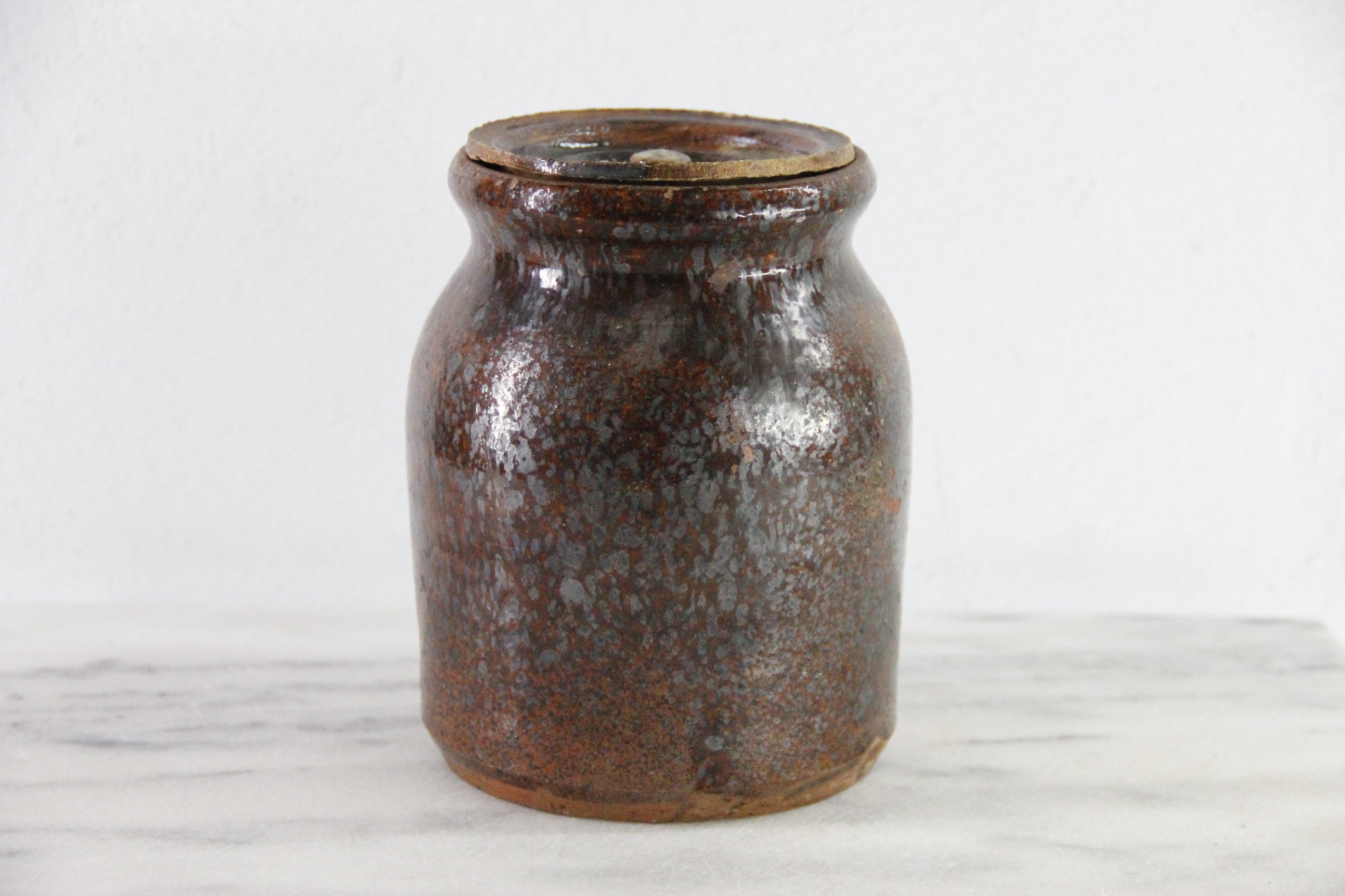 Redware Crock | Antique Stoneware Utensil Kitchen Decor