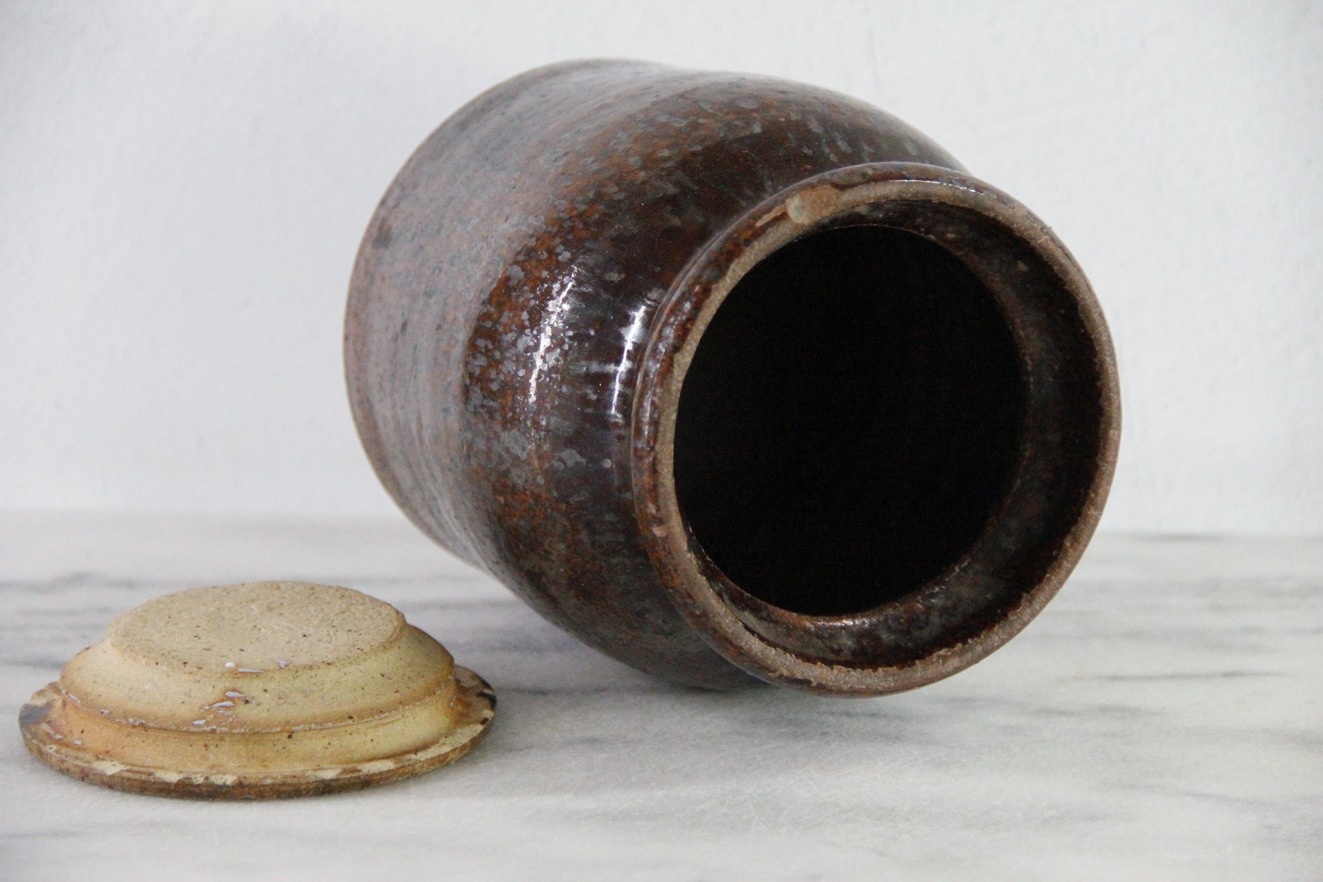 Redware Crock | Antique Stoneware Utensil Kitchen Decor