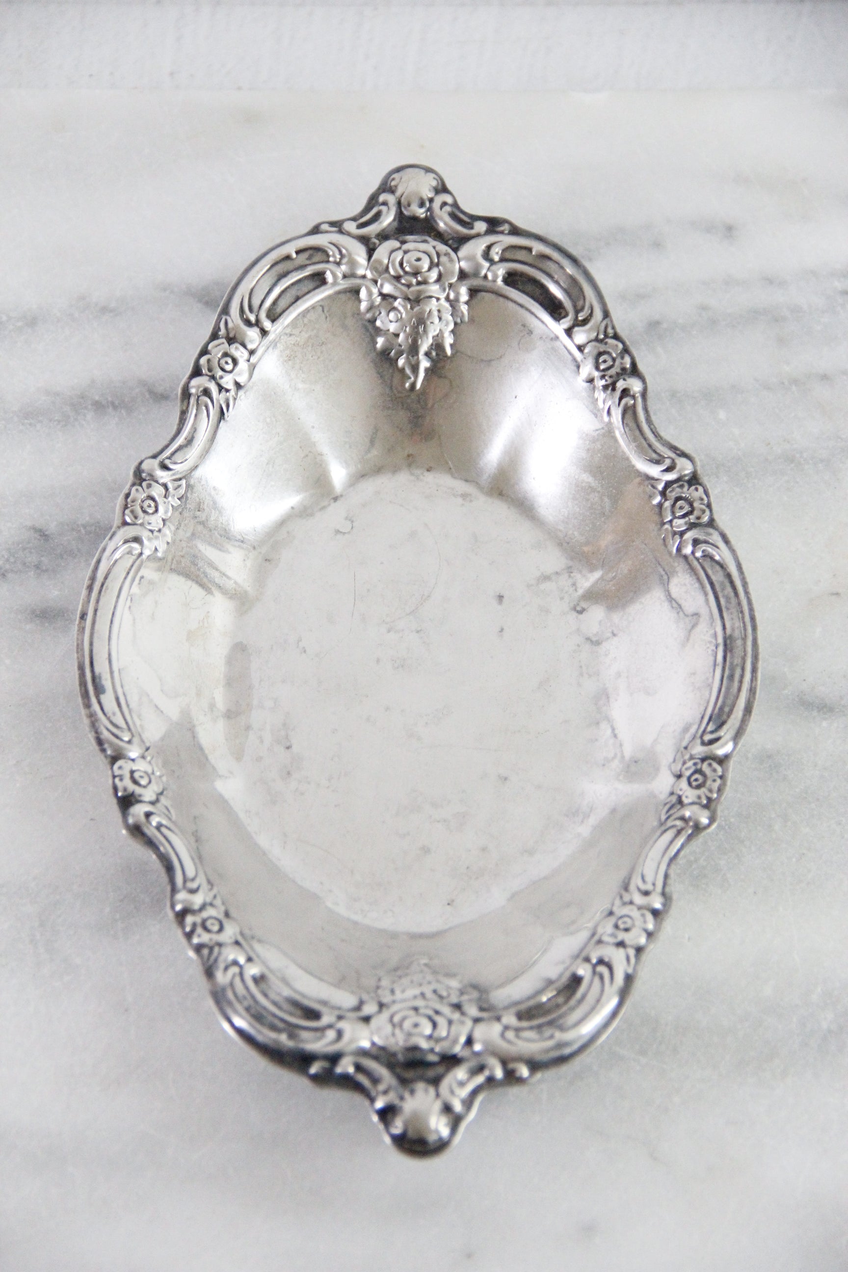 Silver Bon Bon Dish | Vintage Oval Serving Tray