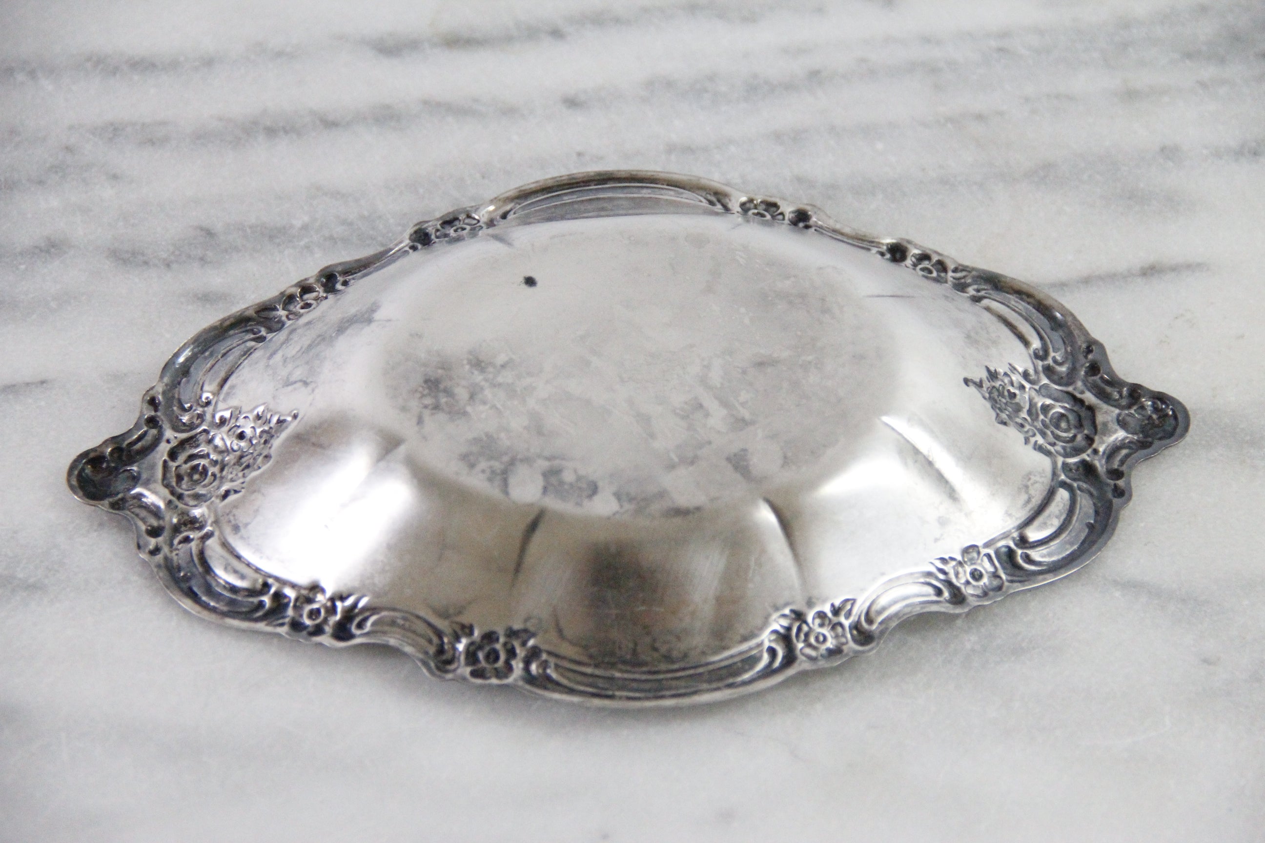 Silver Bon Bon Dish | Vintage Oval Serving Tray