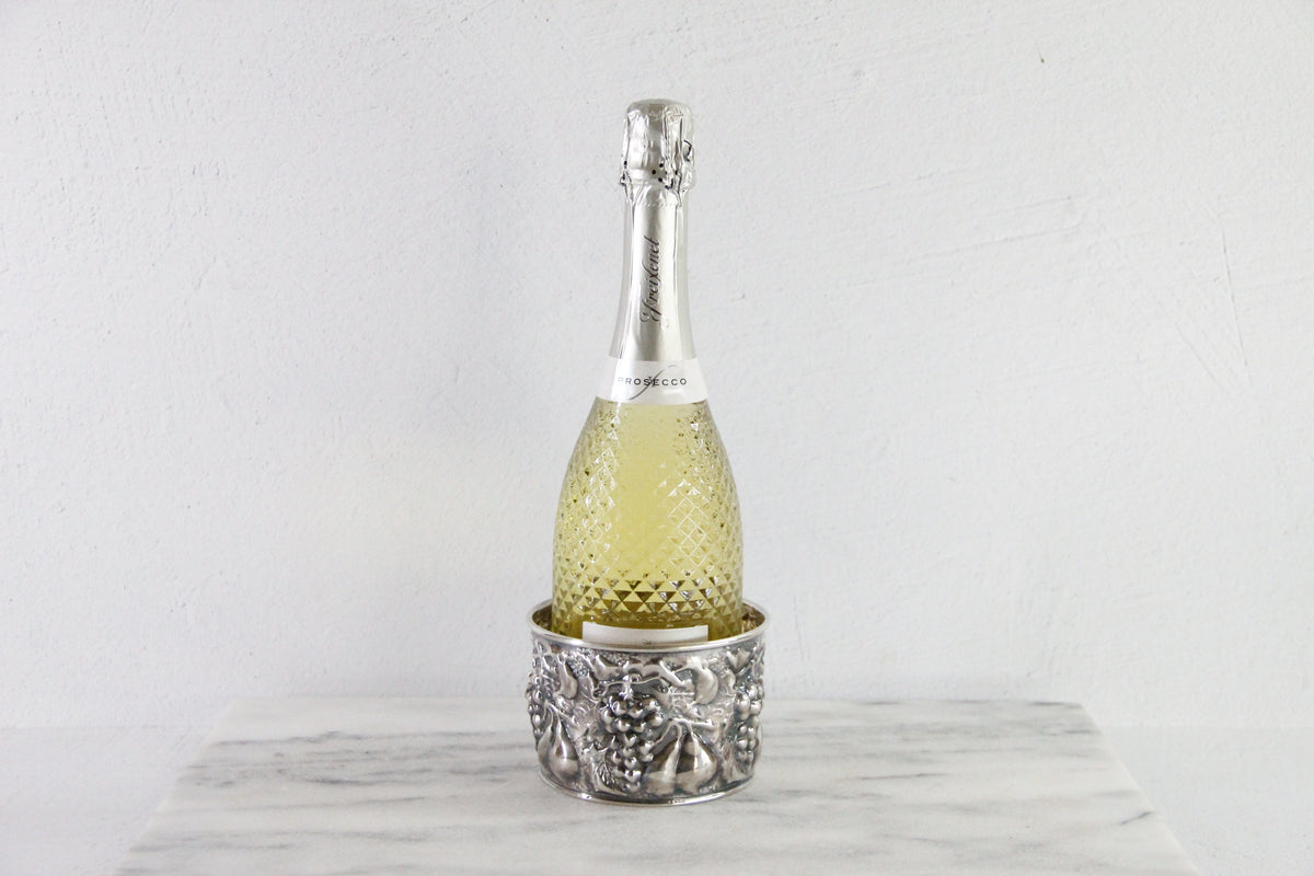 Vintage Silver Wine Coaster | E&C de Uberti Italian Repoussé