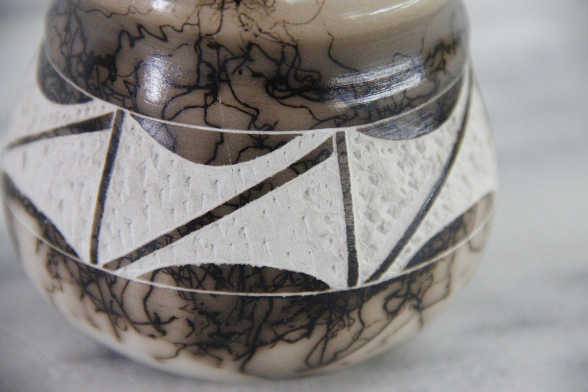 Native American Horse Hair Pottery | Signed T Vail JR