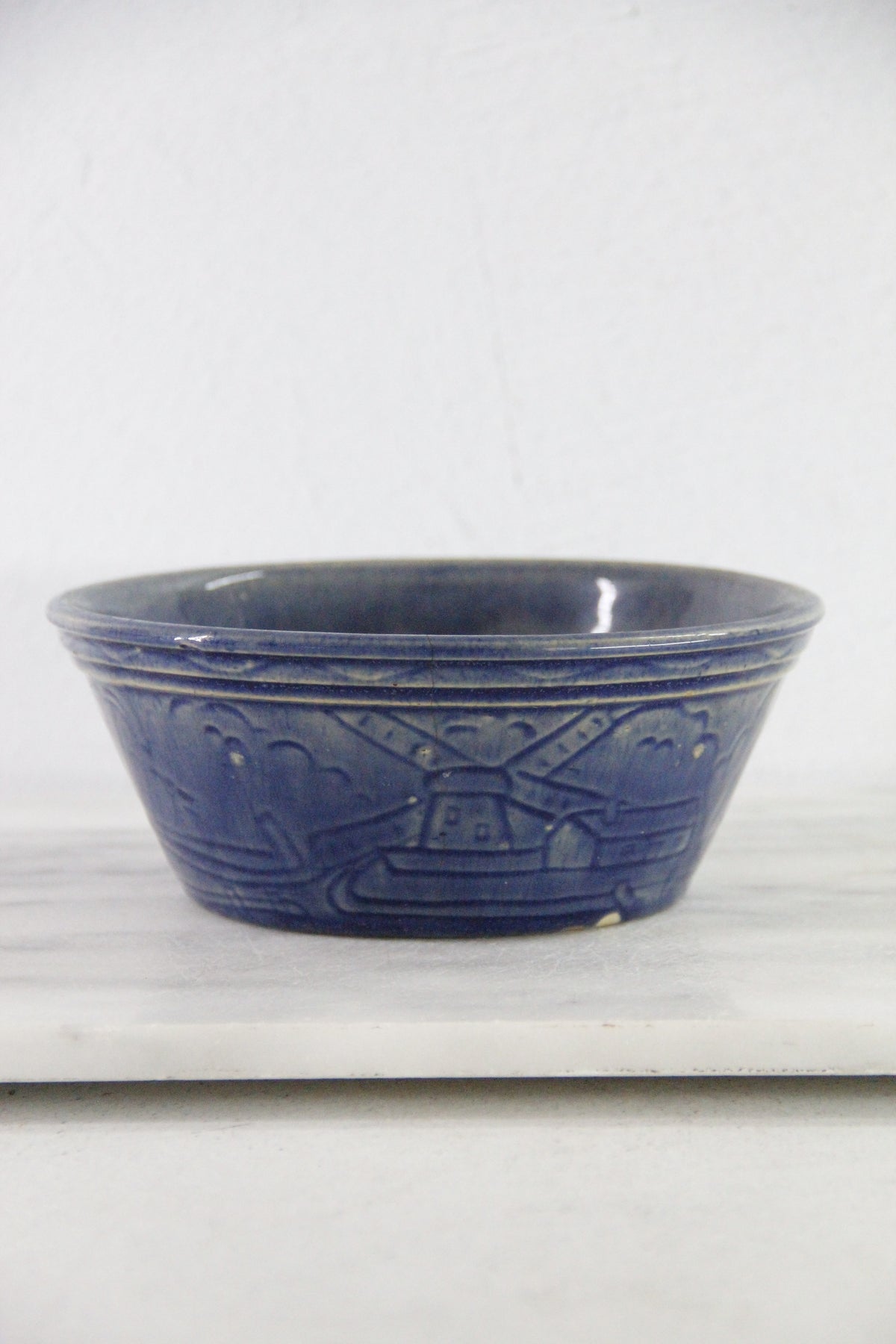 Antique McCoy Pottery Bowl | Blue Windmill Nappy Bowl