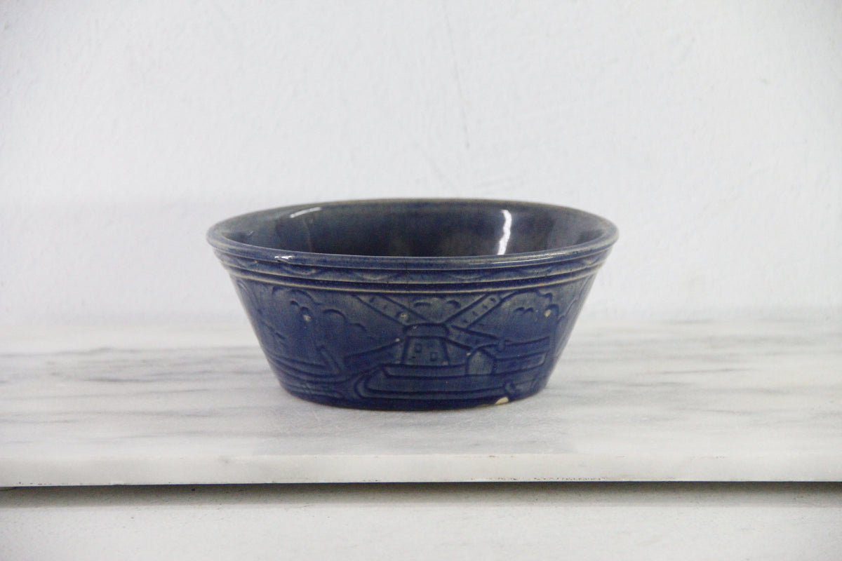 Antique McCoy Pottery Bowl | Blue Windmill Nappy Bowl