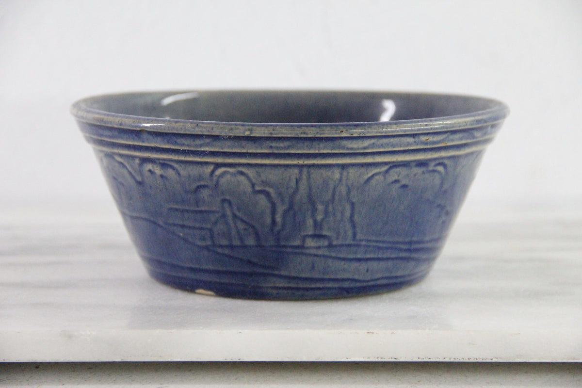 Antique McCoy Pottery Bowl | Blue Windmill Nappy Bowl