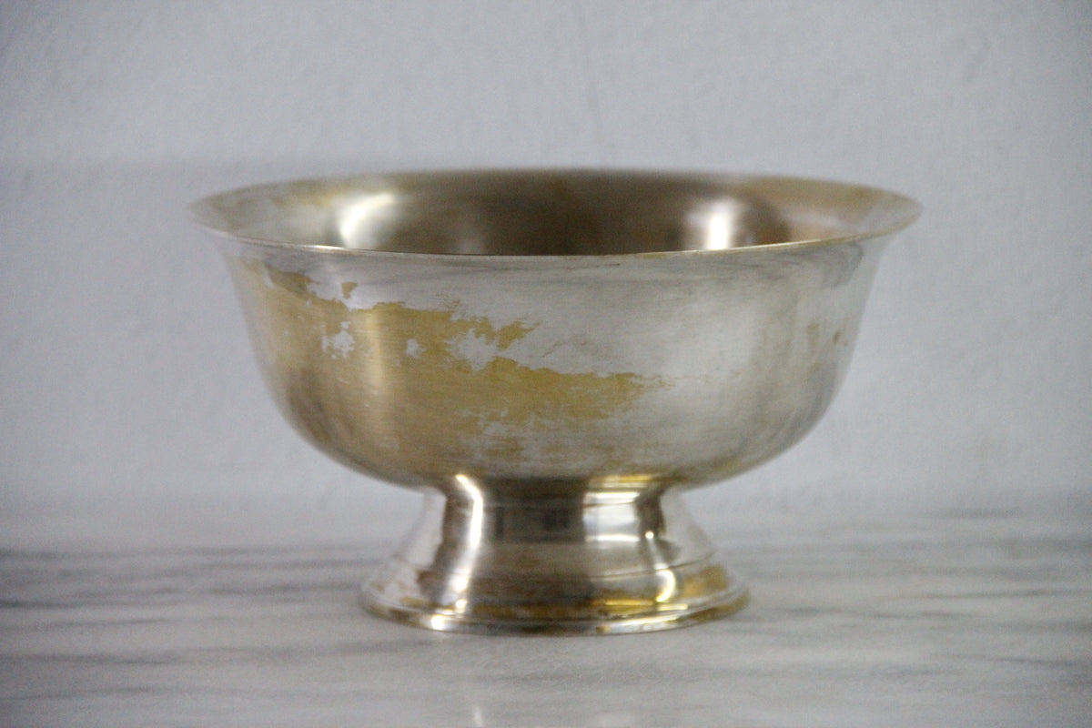 Vintage Silverplate Bowl | Footed Paul Revere Style
