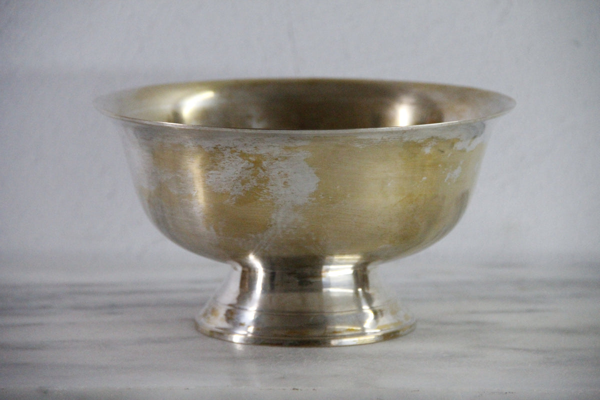 Vintage Silverplate Bowl | Footed Paul Revere Style