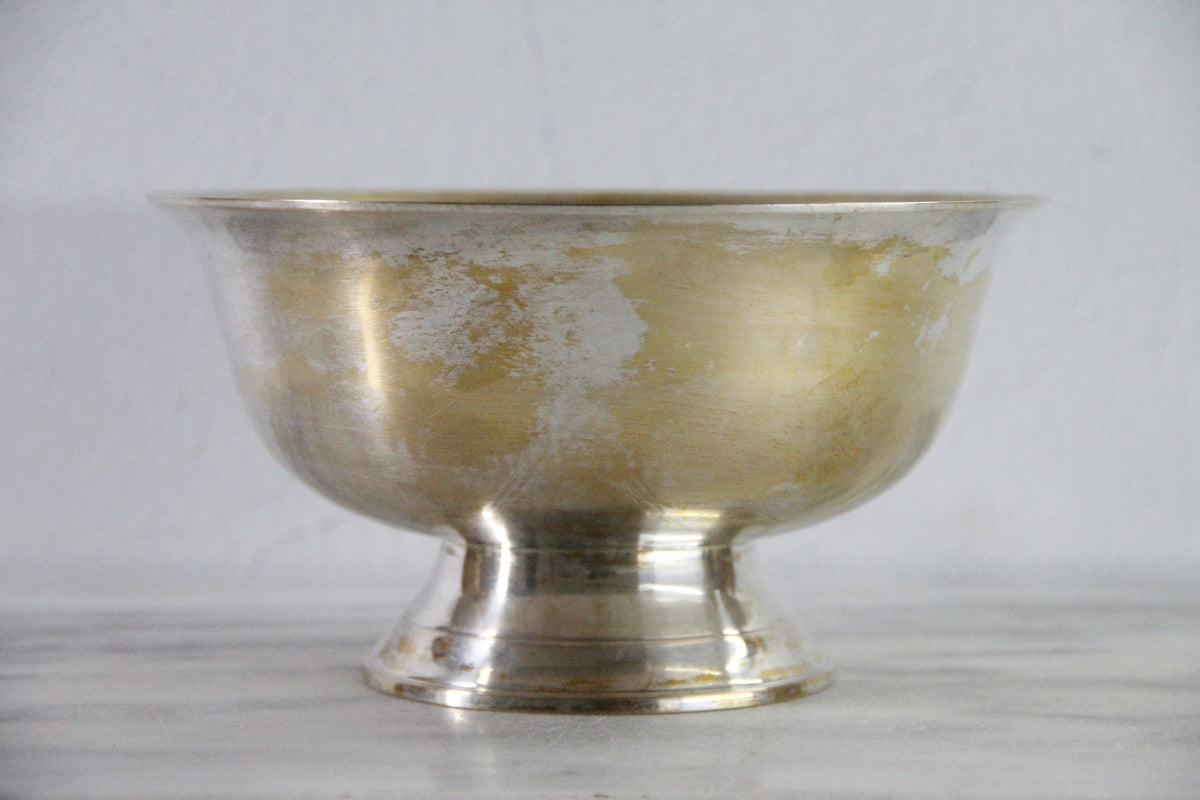 Vintage Silverplate Bowl | Footed Paul Revere Style