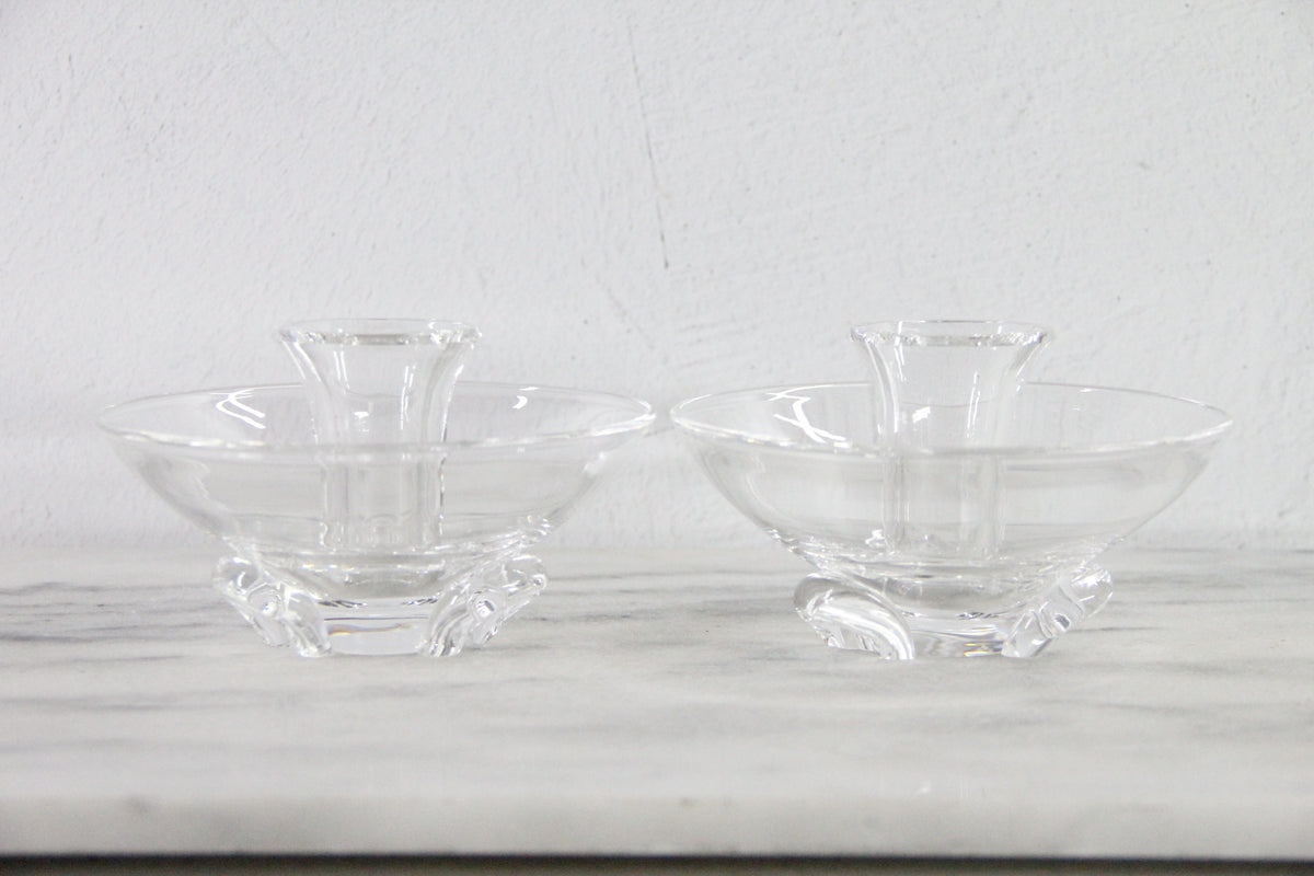Vintage Steuben Crystal Candlestick Holders | Signed Pair