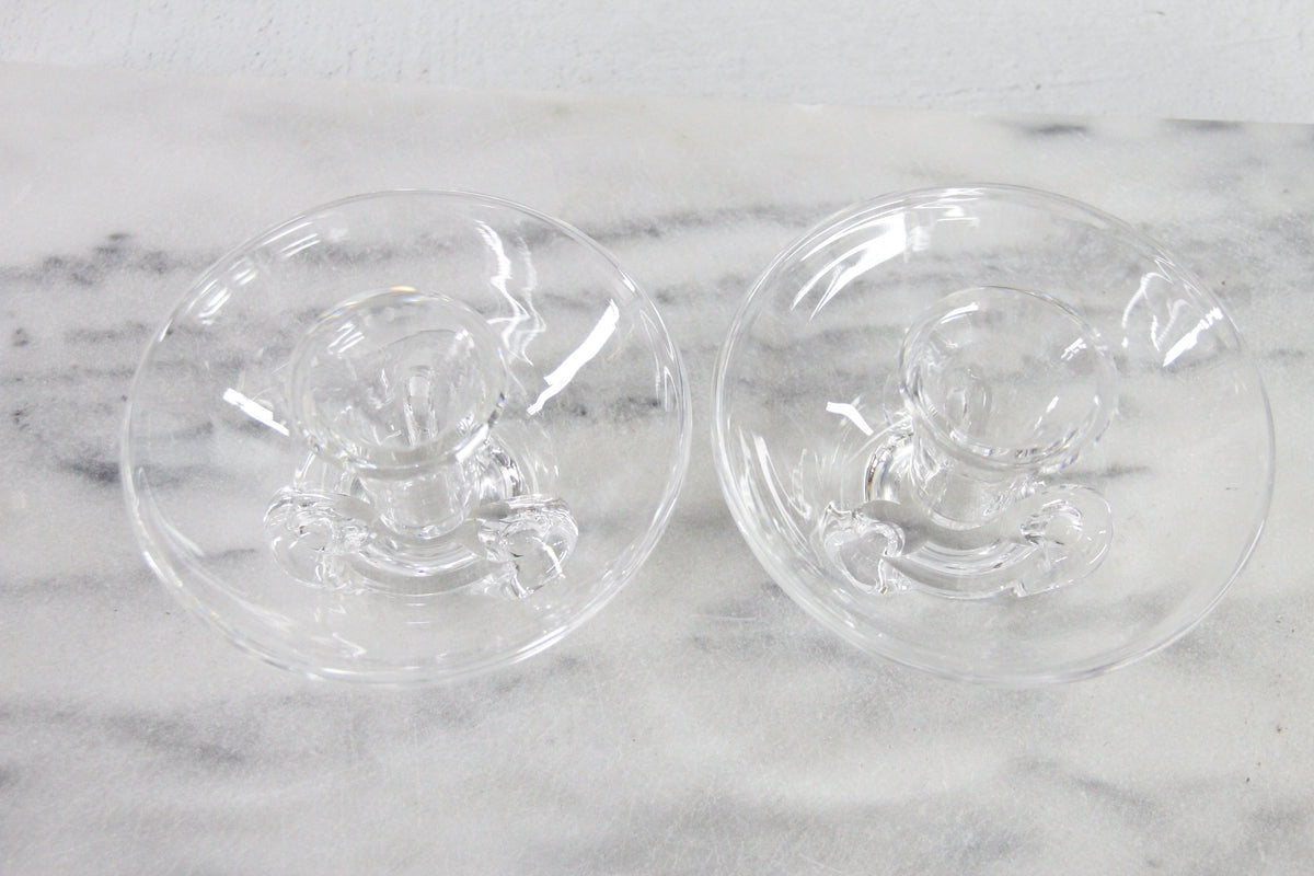 Vintage Steuben Crystal Candlestick Holders | Signed Pair