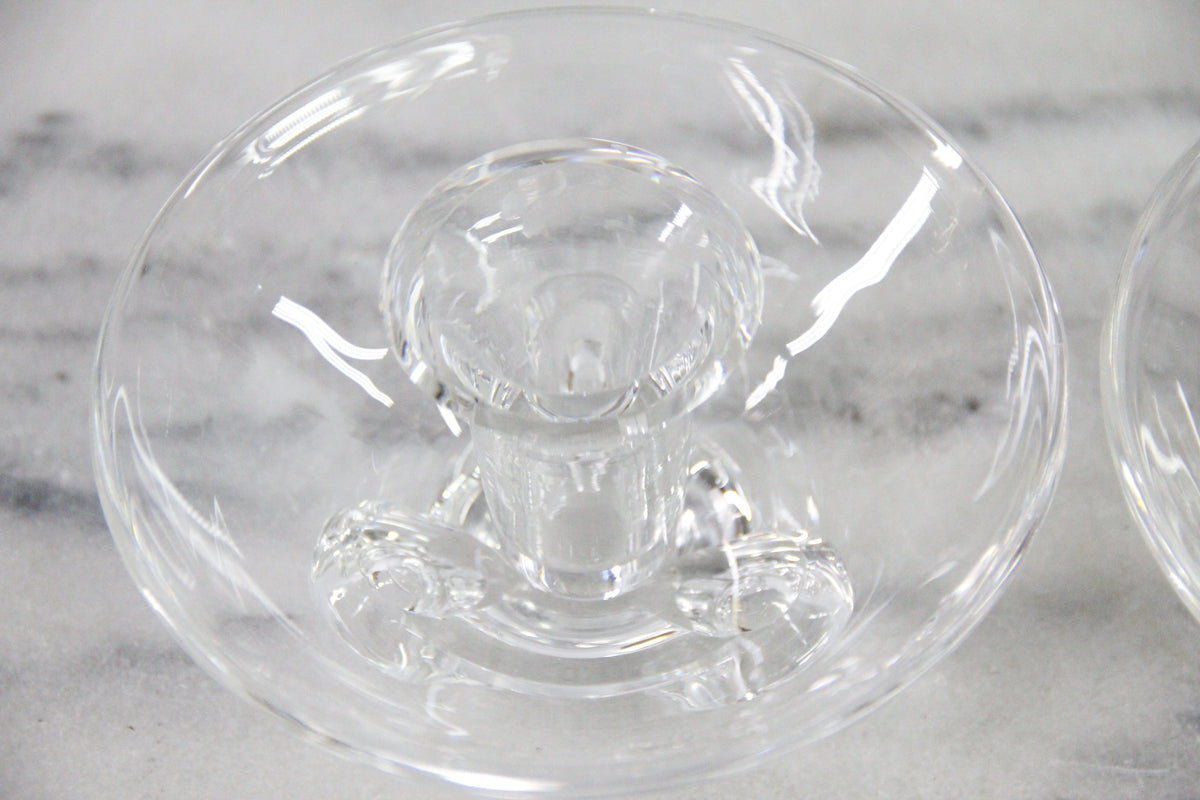 Vintage Steuben Crystal Candlestick Holders | Signed Pair