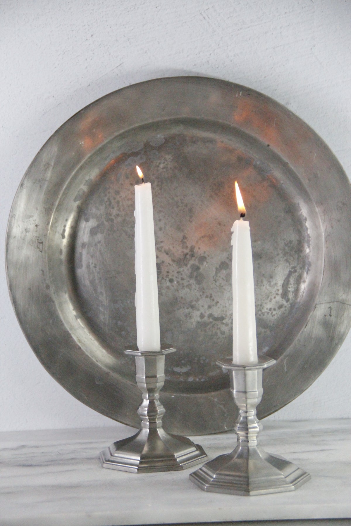 Vintage Pewter Candlestick Holders by Gorham | Octette Pair
