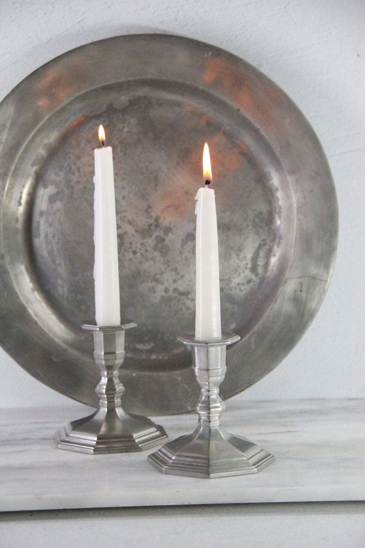 Vintage Pewter Candlestick Holders by Gorham | Octette Pair