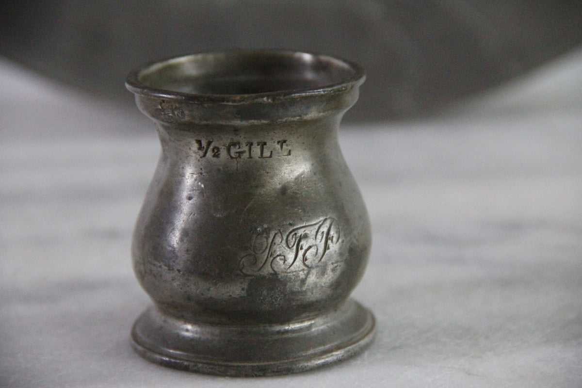 Antique English Pewter Measure | Tavern Measuring Cup