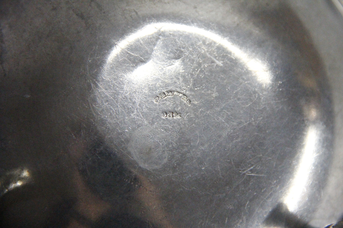 Vintage Pewter Serving Bowl | Footed Glass Liner Dish